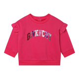 GIVENCHY felpa chiusa girocollo tinta unita con stampa paillettata Fuxia per Neonata H05287 FUXIA GIVENCHY