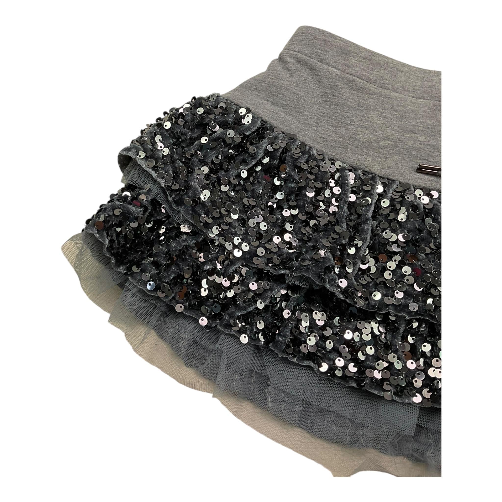 M+E' gonna tinta unita con paillettes Grigio per Bambina UE1546 GRIGIO M+E'
