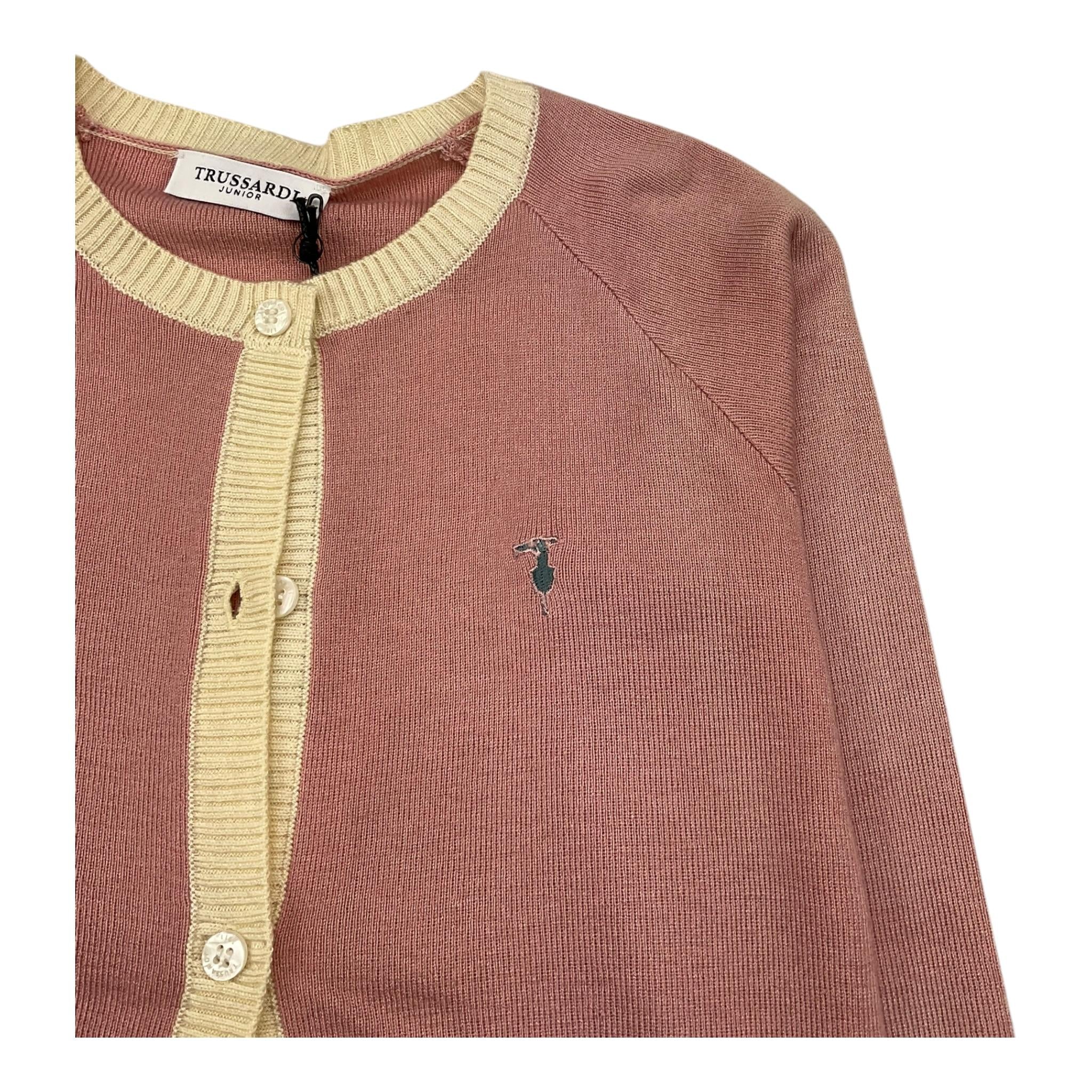 TRUSSARDI cardigan tinta unita con profili in contrasto Rosa per Bambina TGA25078CD ROSA TRUSSARDI