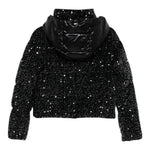 HERNO giubbino tinta unita cn cappuccio e paillettes Nero per Bambina PI000174GX NERO HERNO