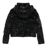 HERNO giubbino tinta unita cn cappuccio e paillettes Nero per Bambina PI000174GX NERO HERNO