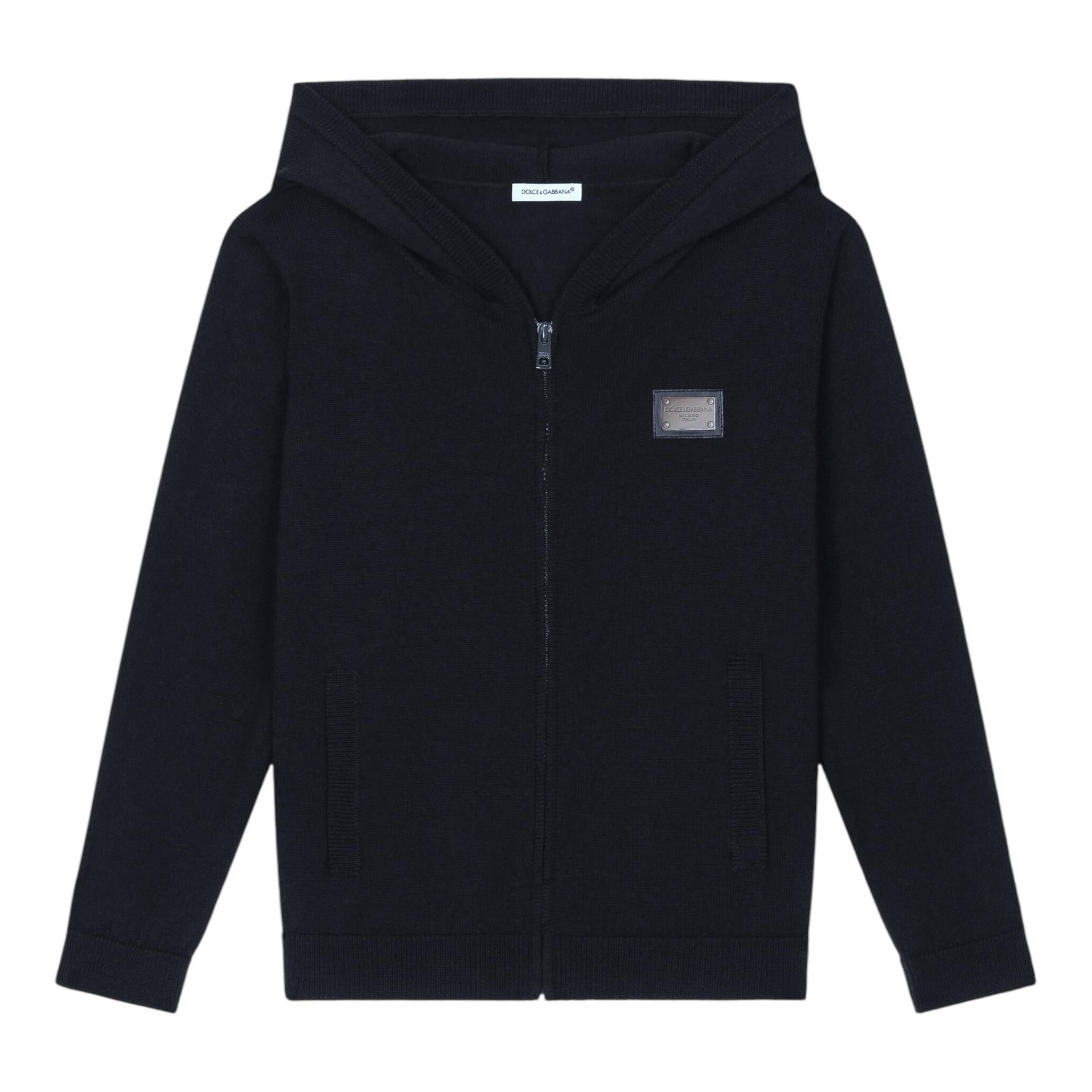 DOLCE & GABBANA maglia tinta unita con zip e cappuccio Blu per Bambino L4KW21 BLU DOLCE & GABBANA