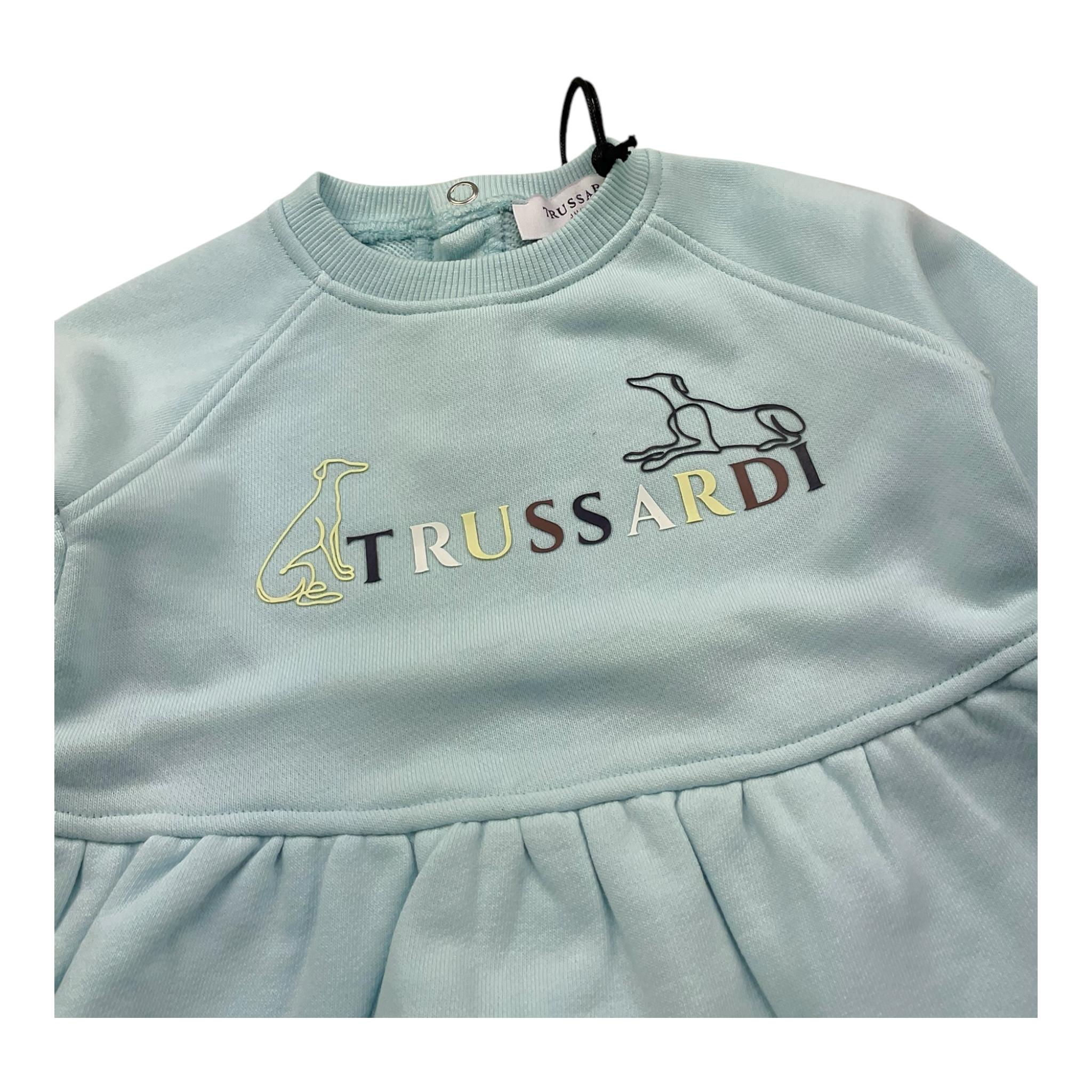 TRUSSARDI felpa girocollo tinta unita con stampa Azzurro per Neonata TIA25157FE AZZURRO TRUSSARDI