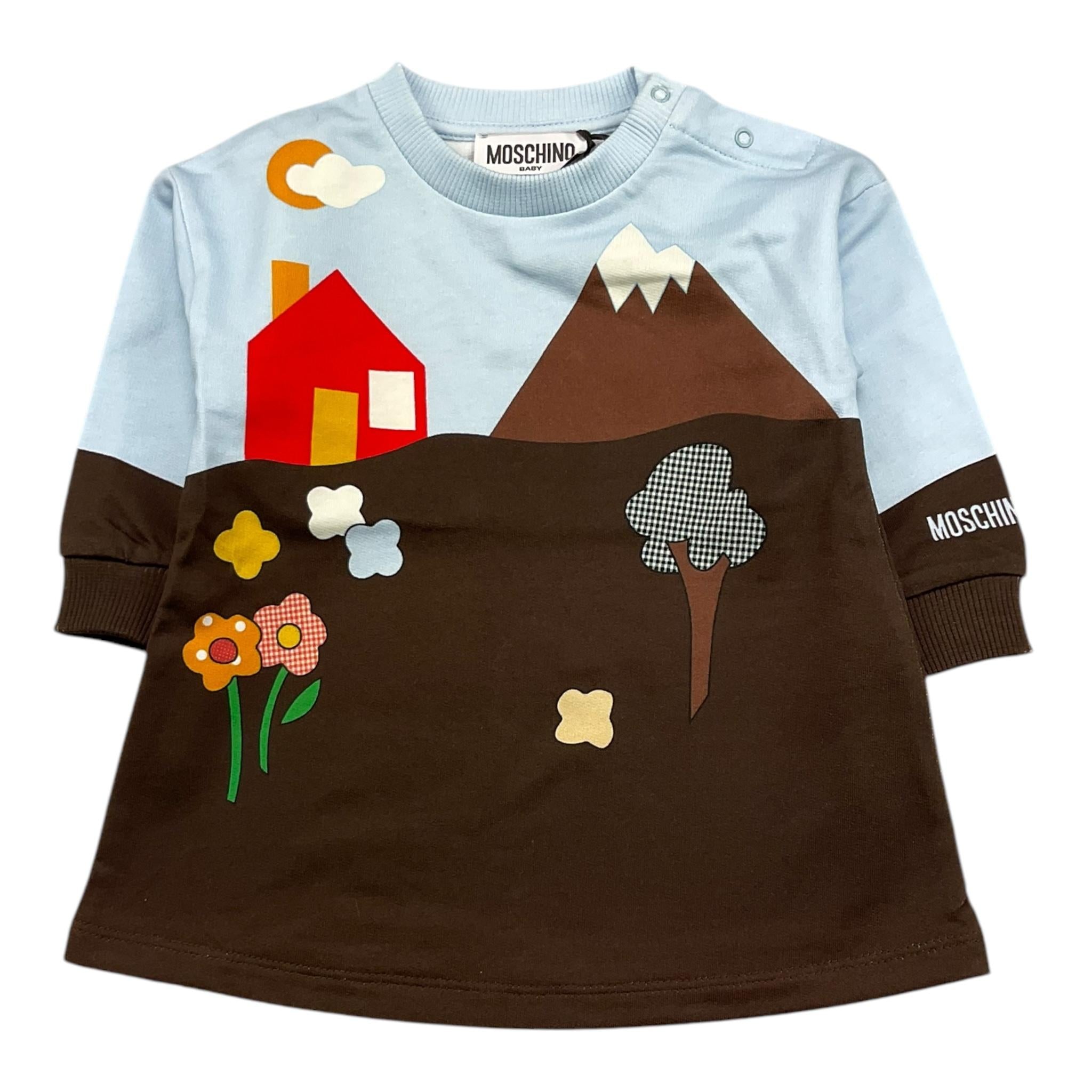 MOSCHINO abito bicolore con stampa Azzurro per Neonata MAV0CV AZZURRO MOSCHINO