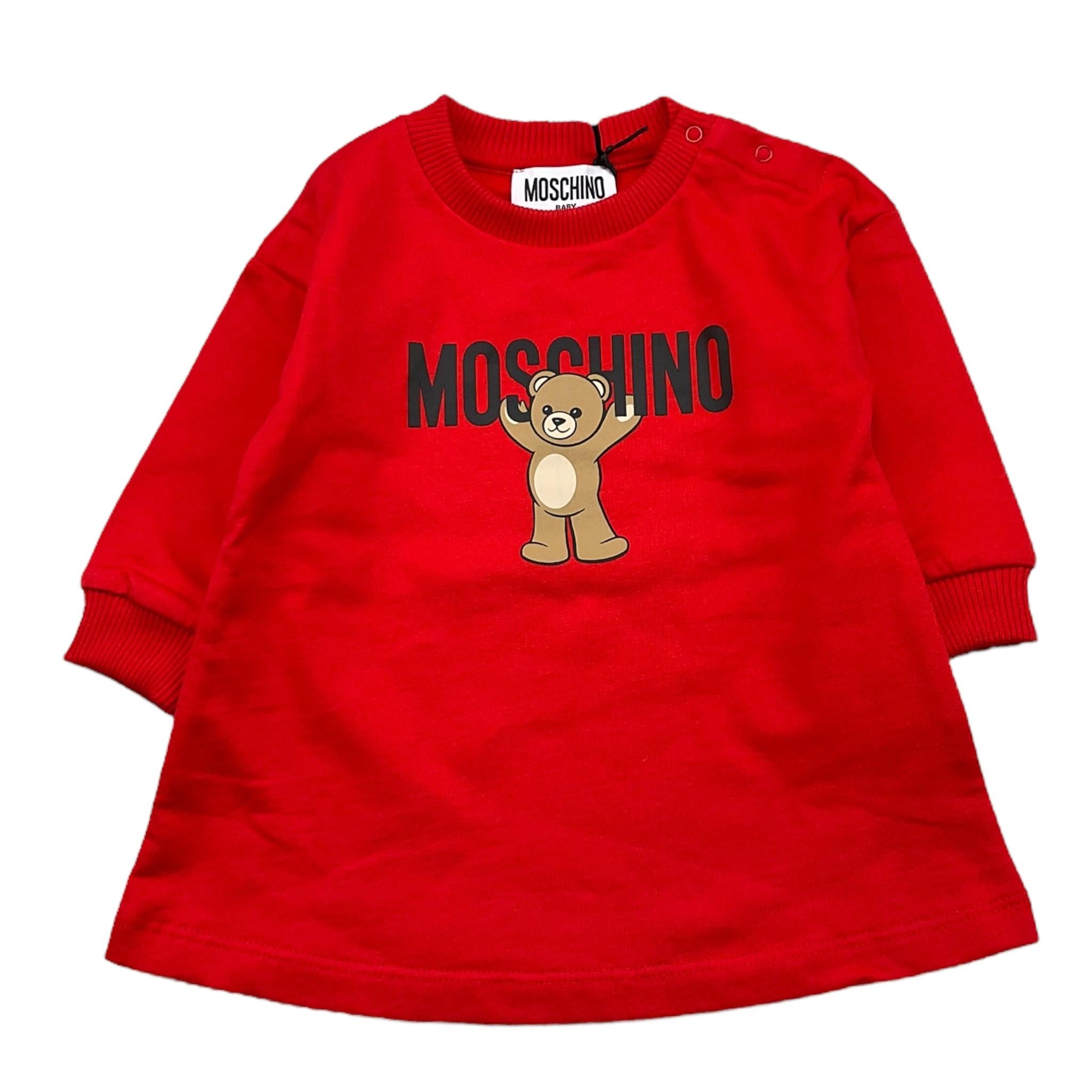 MOSCHINO abito modello felpa tinta unita con logo Rosso per Neonata MDV0CV ROSSO MOSCHINO