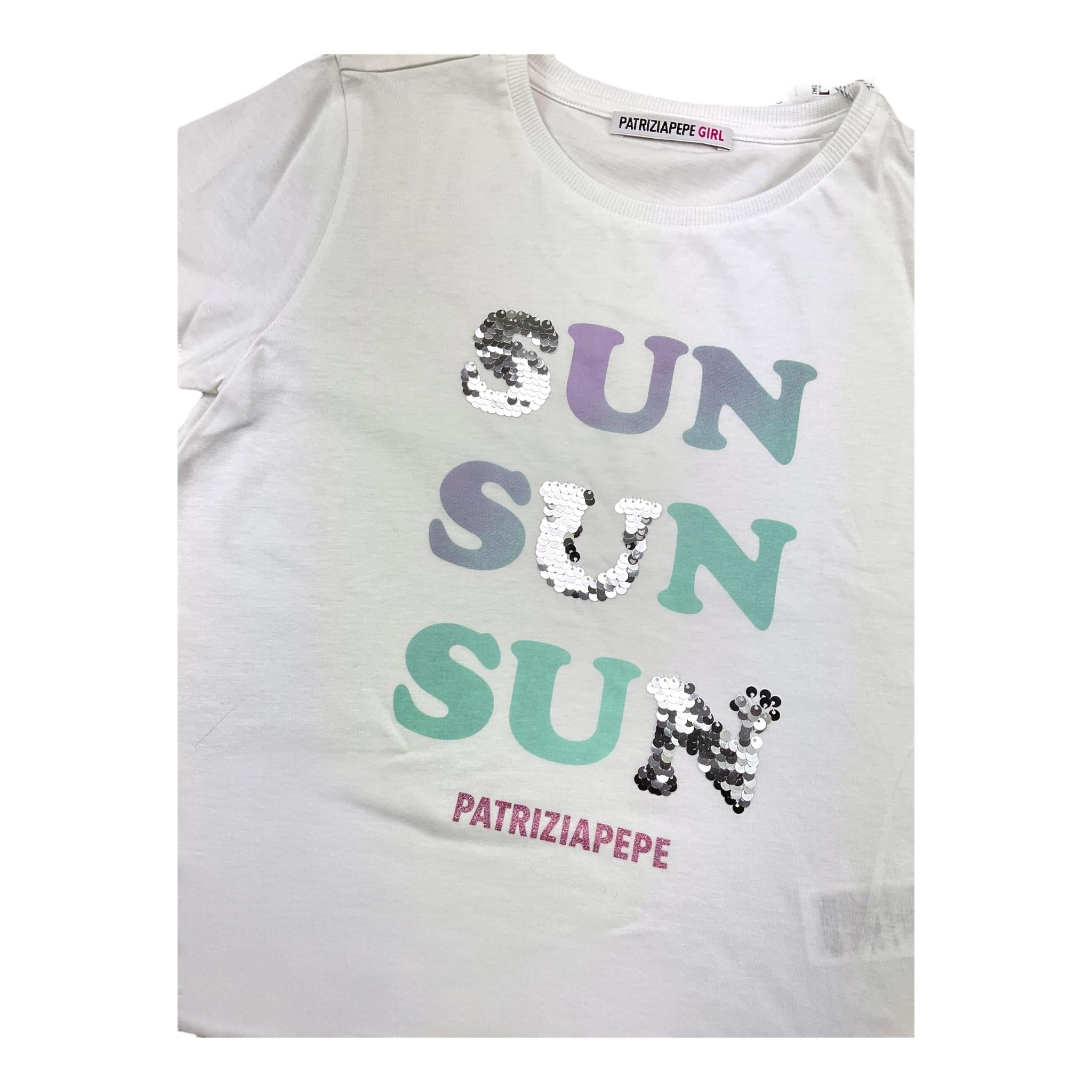 PATRIZIA PEPE t-shirt girocollo tinta unita con stampa in contrasto Bianco per Bambina 7M0805 BIANCO PATRIZIA PEPE