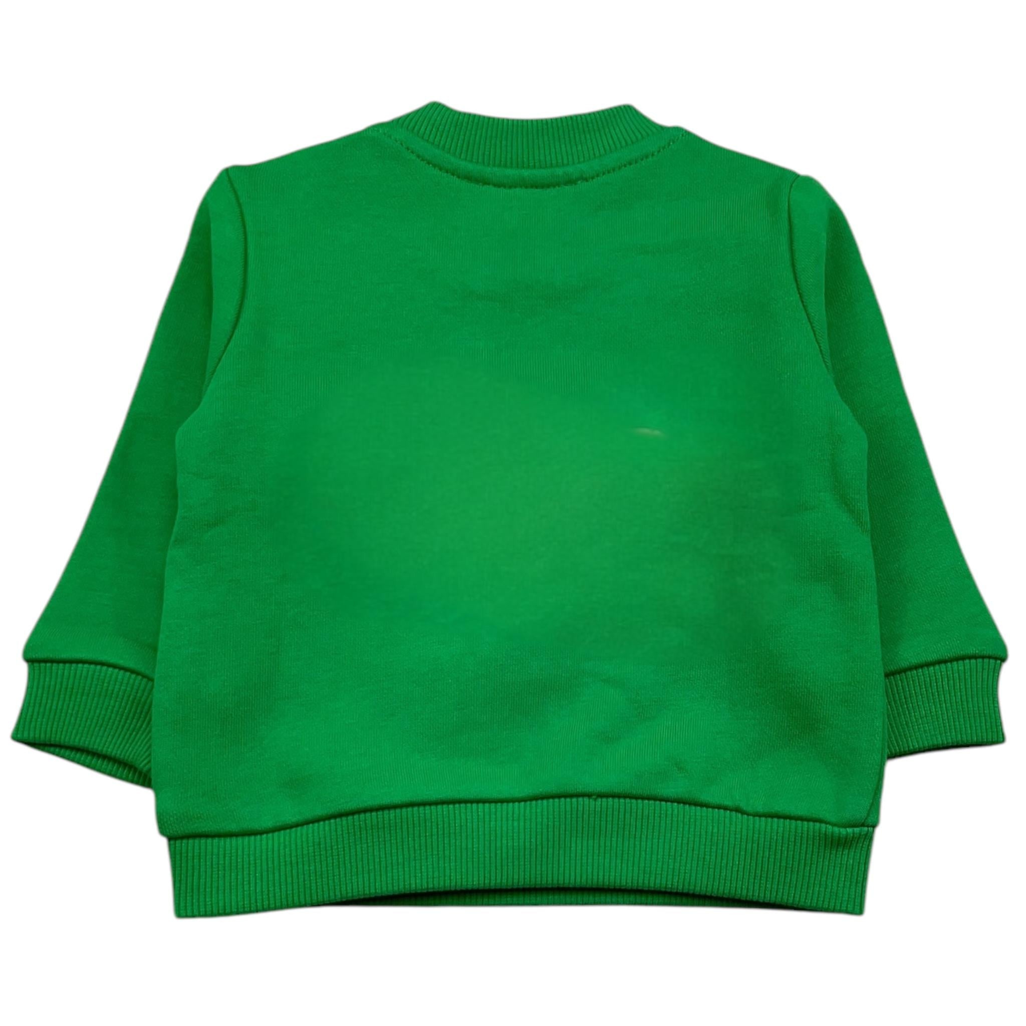 MOSCHINO felpa chiusa girocollo tinta unita con stampa in contrasto Verde per Neonato MVF04Q VERDE MOSCHINO