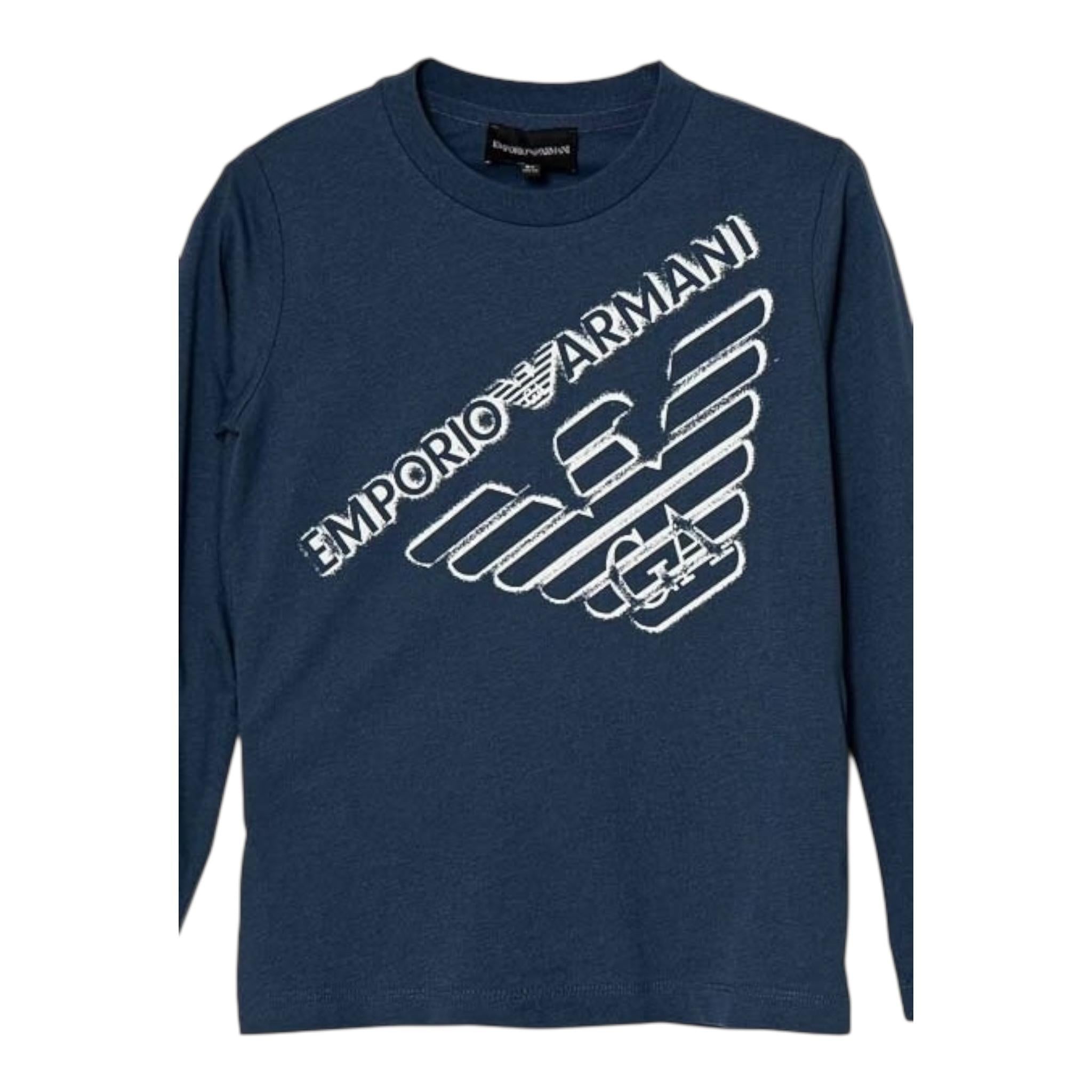 EMPORIO ARMANI shirt girocollo tinta unita con stampa Blu per Bambino 6D4DJ4 BLU EMPORIO ARMANI