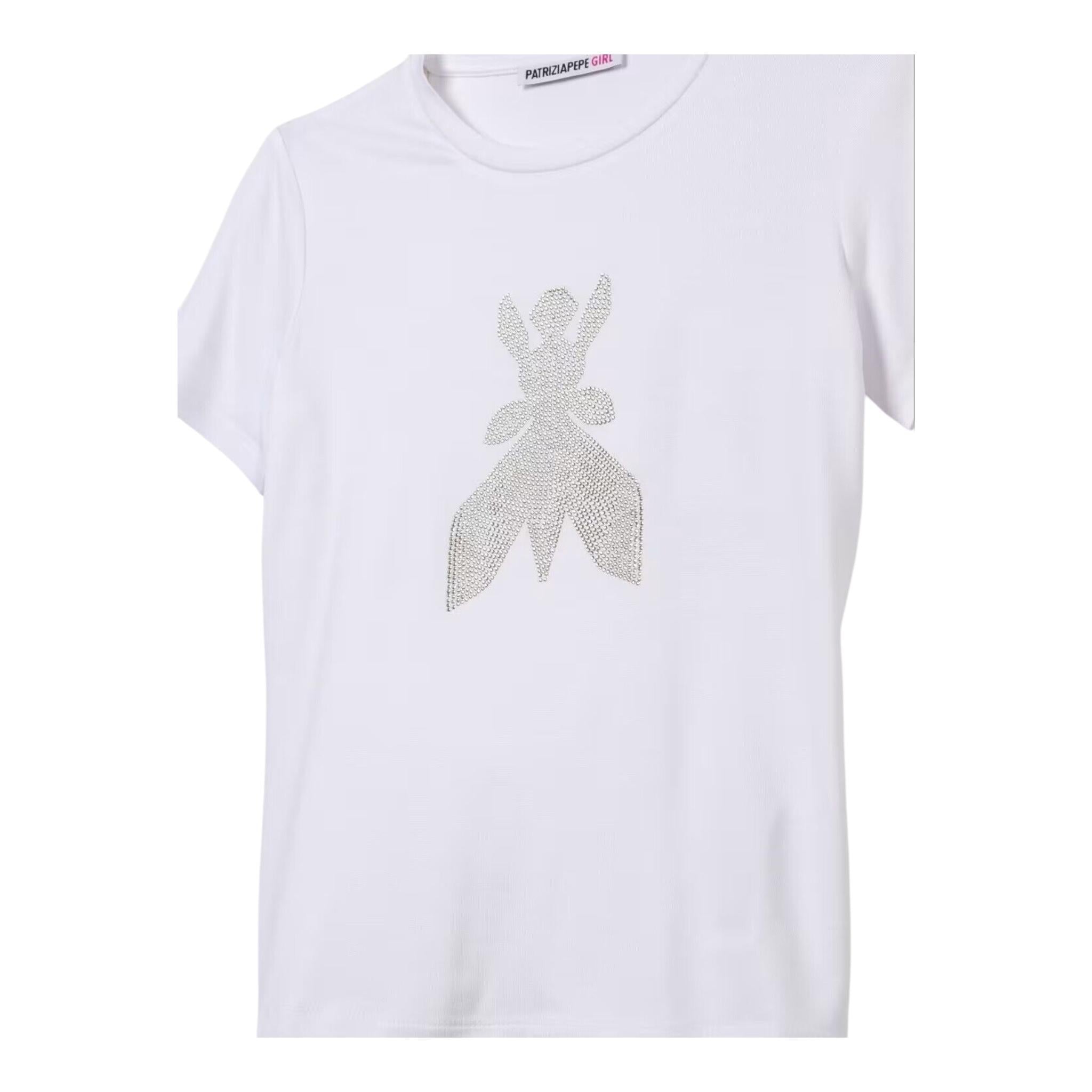 PATRIZIA PEPE t-shirt girocollo tinta unita brillantinato Bianco per Bambina 7M0819 BIANCO PATRIZIA PEPE