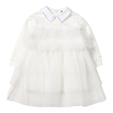 ELISABETTA FRANCHI abito manica lunga tinta unita cn tulle Bianco per Neonata EGAB155 BIANCO ELISABETTA FRANCHI