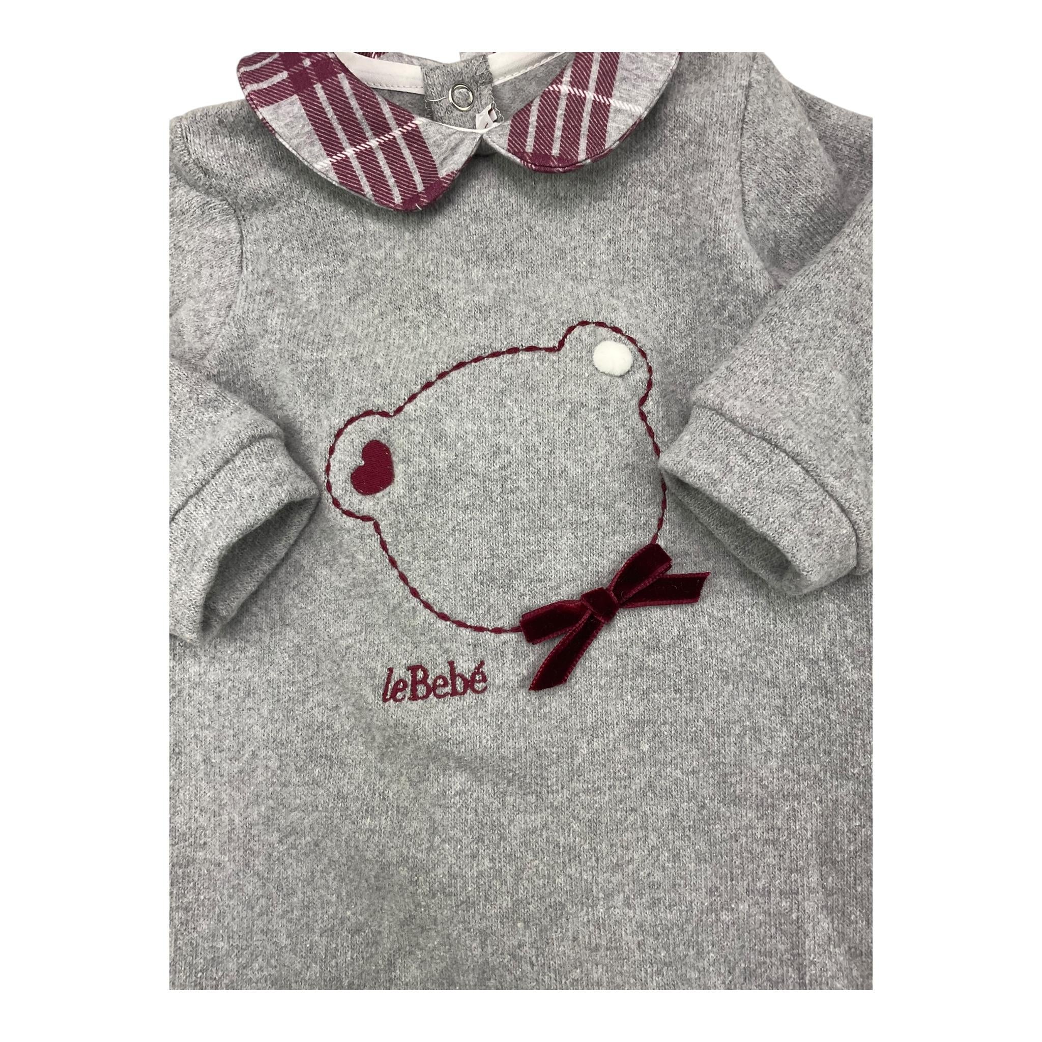LE BEBE' tutina tinta unita con fantasia a righe Grigio per Neonata LBG6119 GRIGIO LE BEBE'