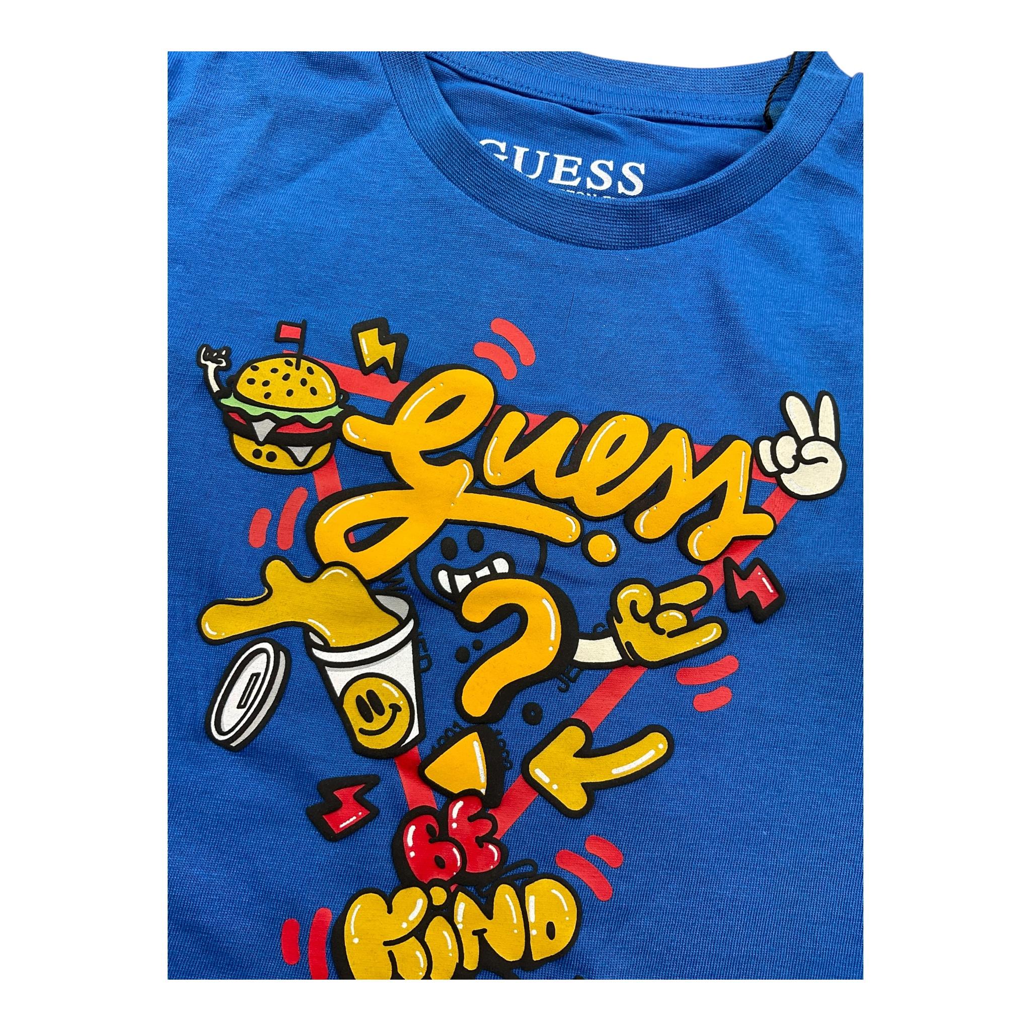 GUESS shirt girocollo tinta unita con stampa Cobalto per Bambino N4YI13K8HM4X COBALTO GUESS