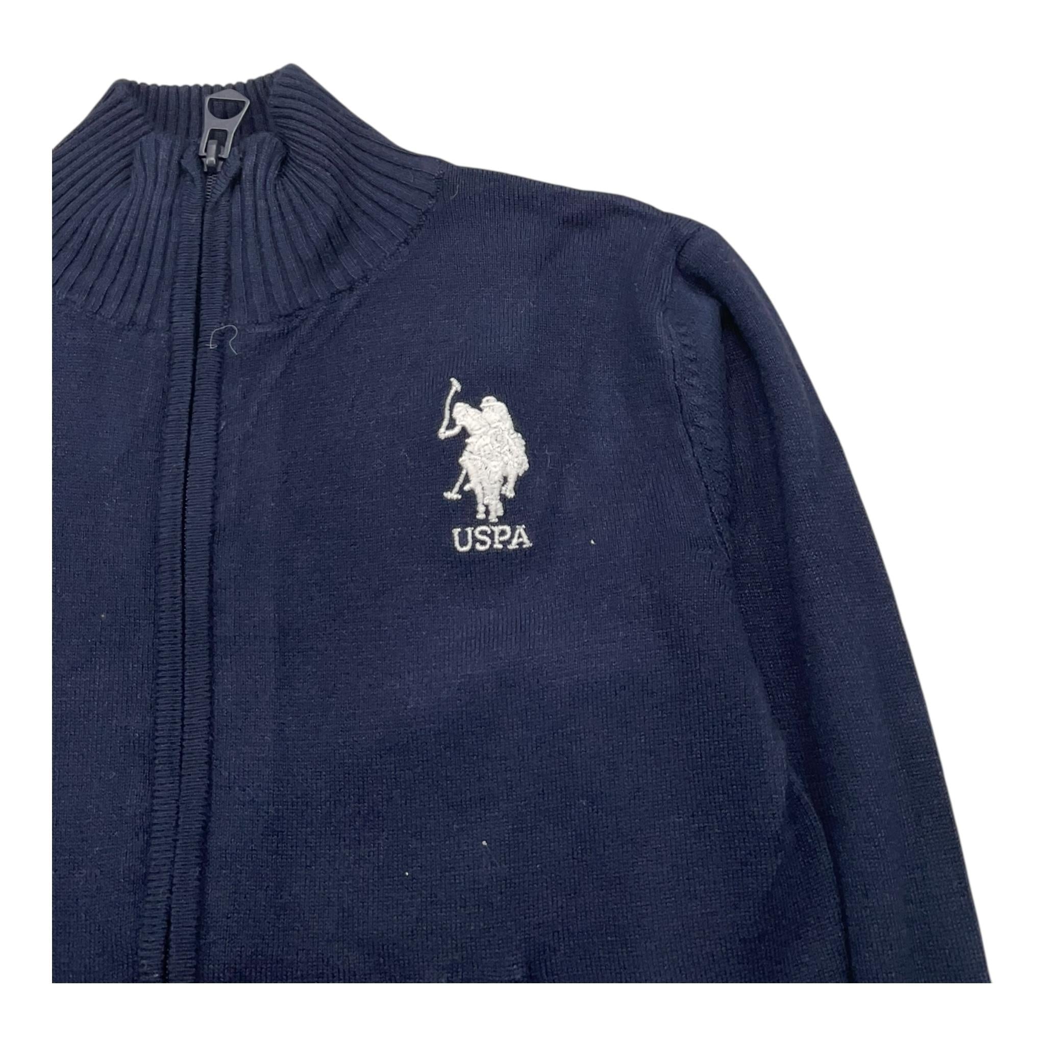 U.S. POLO ASSN felpa con zip tinta unita in maglia Blu per Bambino US40575 BLU U.S. POLO ASSN