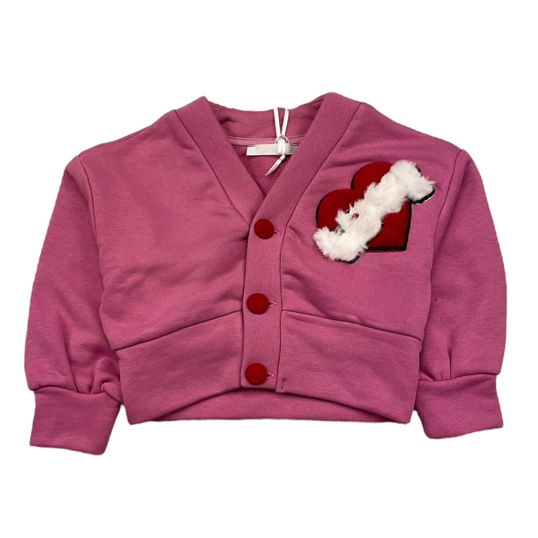 MISS GRANT cardigan tinta unita con bttoni e stampa Rosa per Bambina MG1136 ROSA MISS GRANT