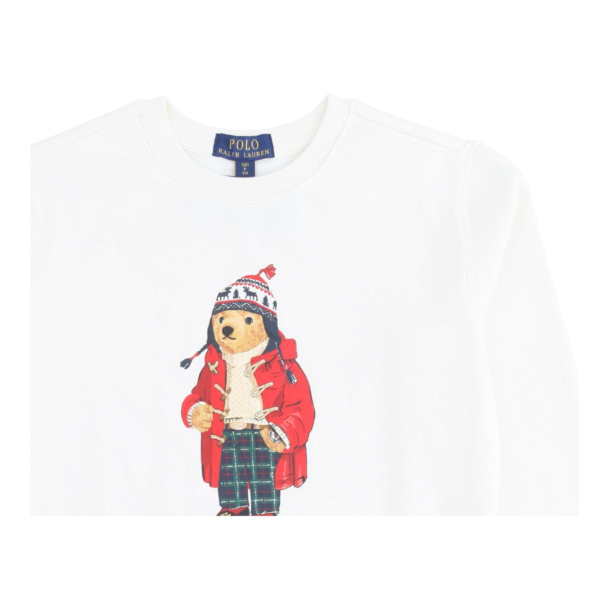 RALPH LAUREN felpa chiusa girocollo tinta unita con stampa in contrasto Panna per Bambino 322960439002 PANNA RALPH LAUREN
