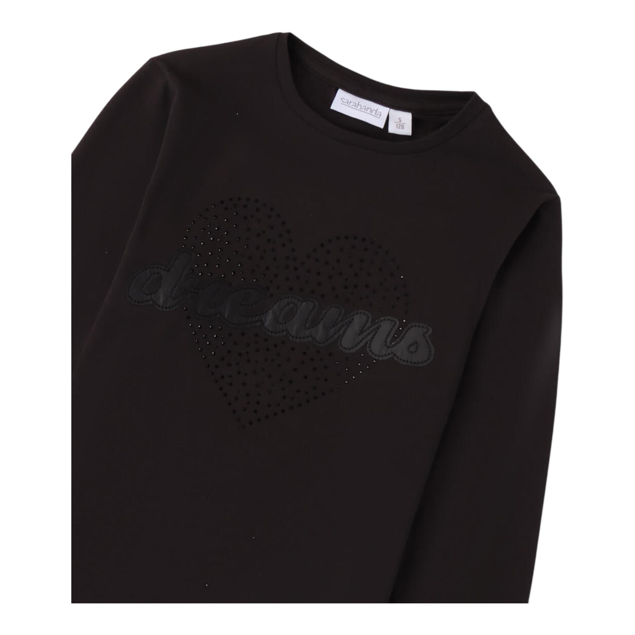 SARABANDA shirt girocollo tinta unita stampa brillantinata Nero per Bambina 0A755 NERO SARABANDA