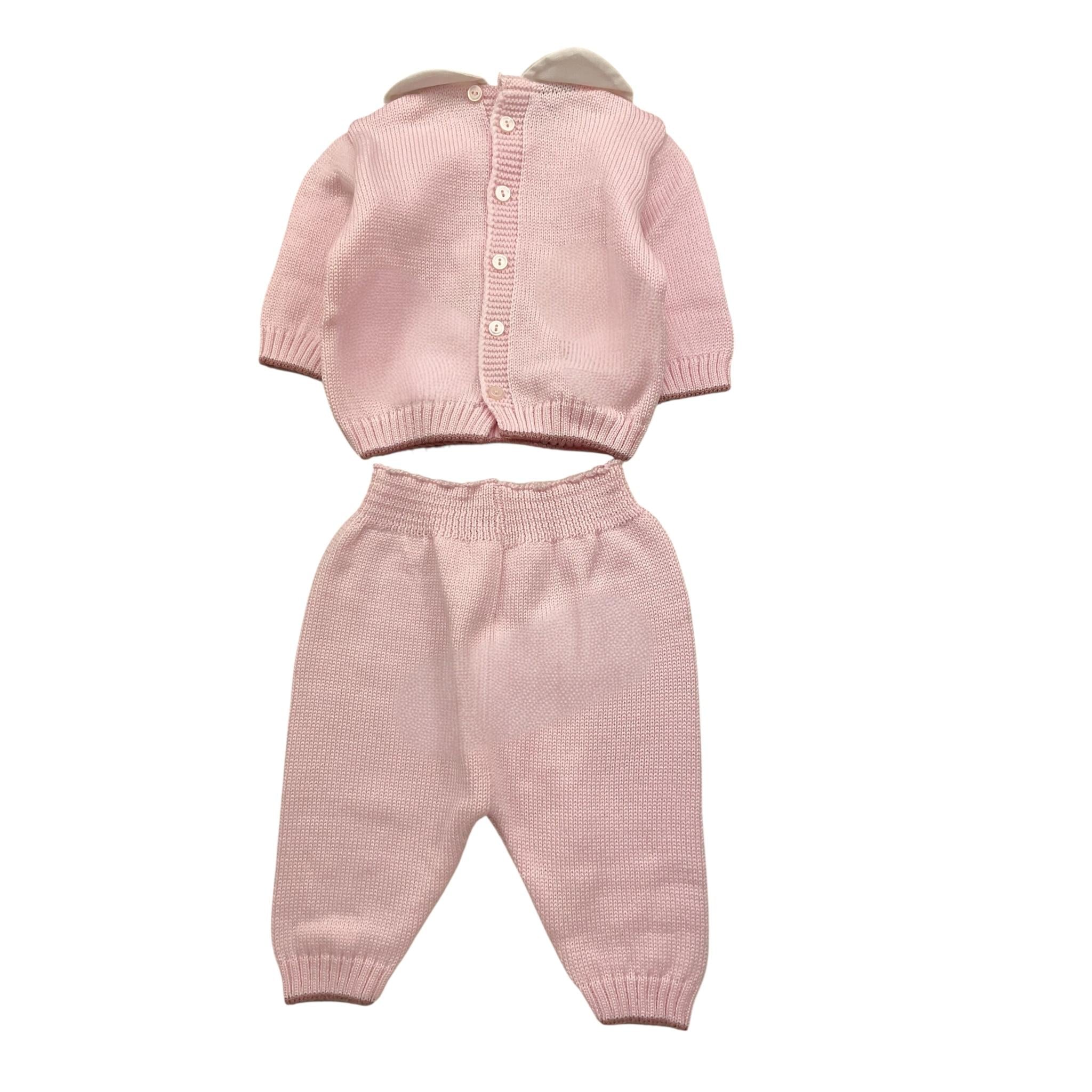 MARLU' completo 2pz maglia-pantalone tinta unita con stampa Rosa per Neonata IG5450 ROSA MARLU'