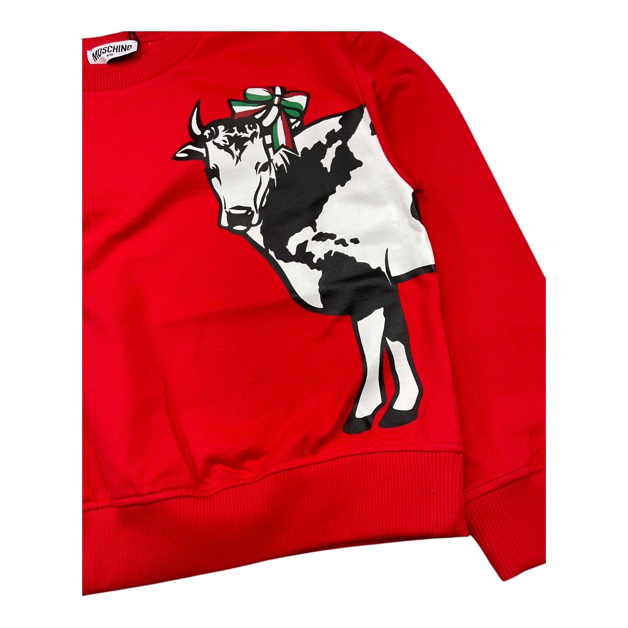 MOSCHINO felpa girocollo tinta unita con stampa Rosso per Bambina HPF07Y ROSSO MOSCHINO