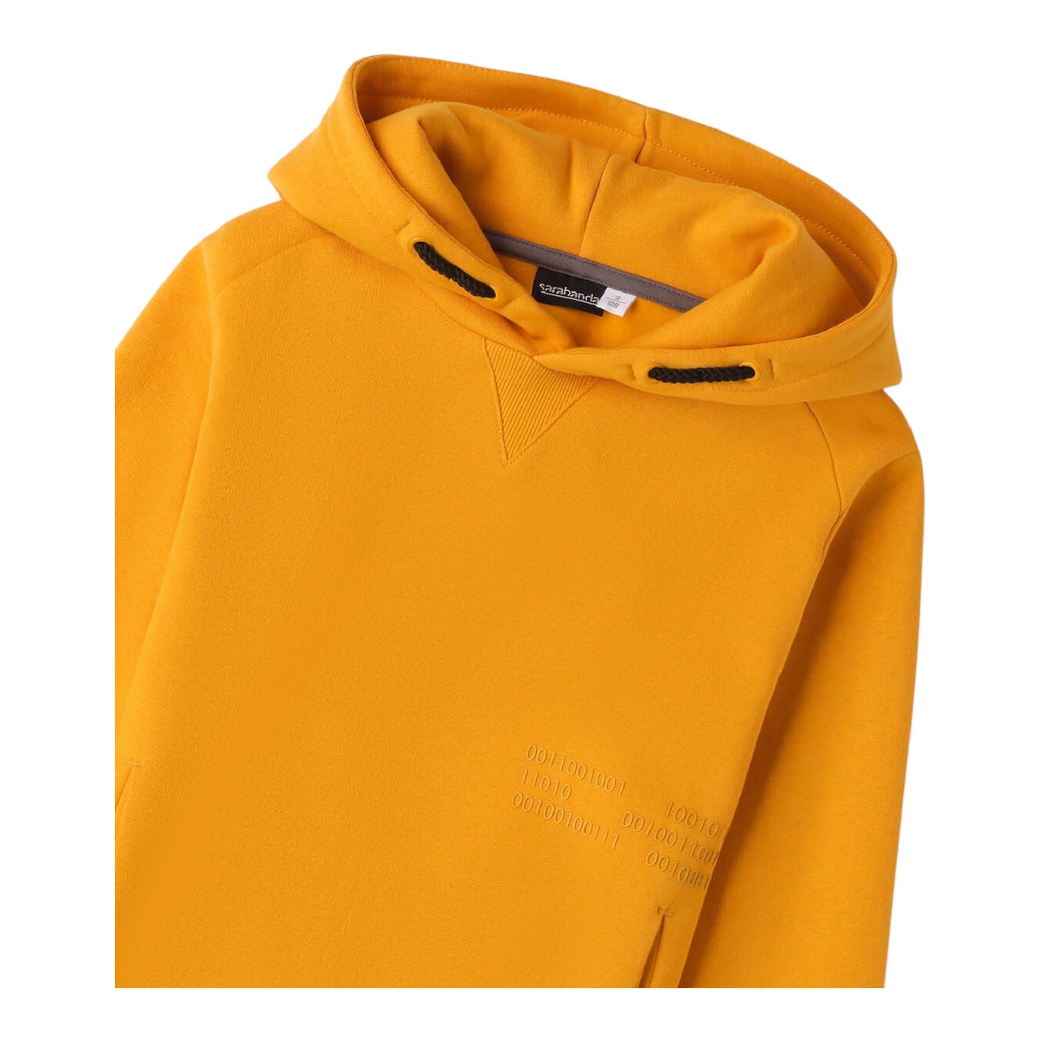 SARABANDA felpa chiusa con cappuccio tinta unita Senape per Bambino A529 SENAPE SARABANDA