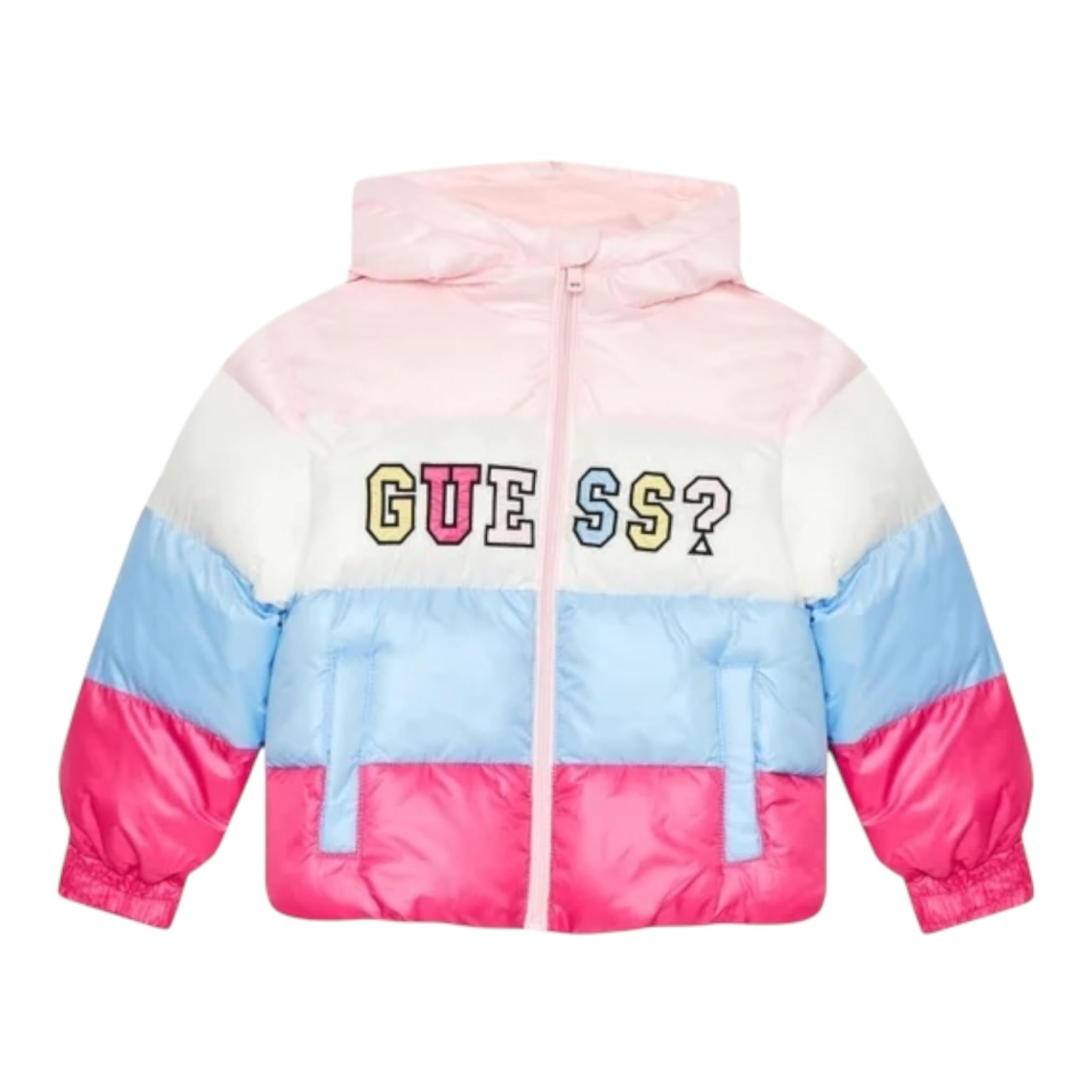 GUESS giubbino tricolore con zip e cappuccio Rosa per Neonata K2YL02WEGY0 ROSA GUESS