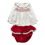 BABIDU completo 2pz bicolore camicia-coulotte Bianco/rosso per Neonata 41661 BIANCO/ROSSO BABIDU