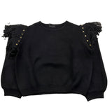 FUN & FUN maglia girocollo tinta unita con frange Nero per Bambina FNJSW15854 NERO FUN & FUN