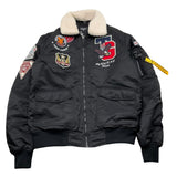 TOP GUN giubbino tinta unita con ricami e colletto pelliccia Nero per Bambino 02G0586 NERO TOP GUN
