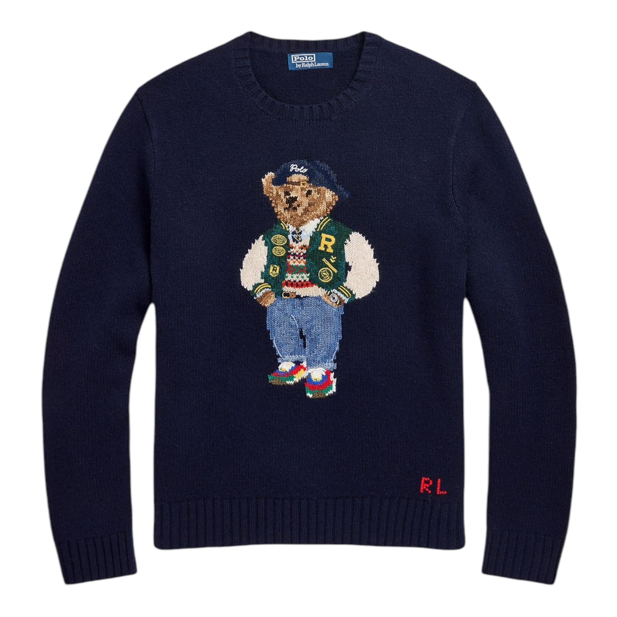 RALPH LAUREN maglia girocollo tinta unita con ricami Blu per Bambino 322951154001 BLU RALPH LAUREN