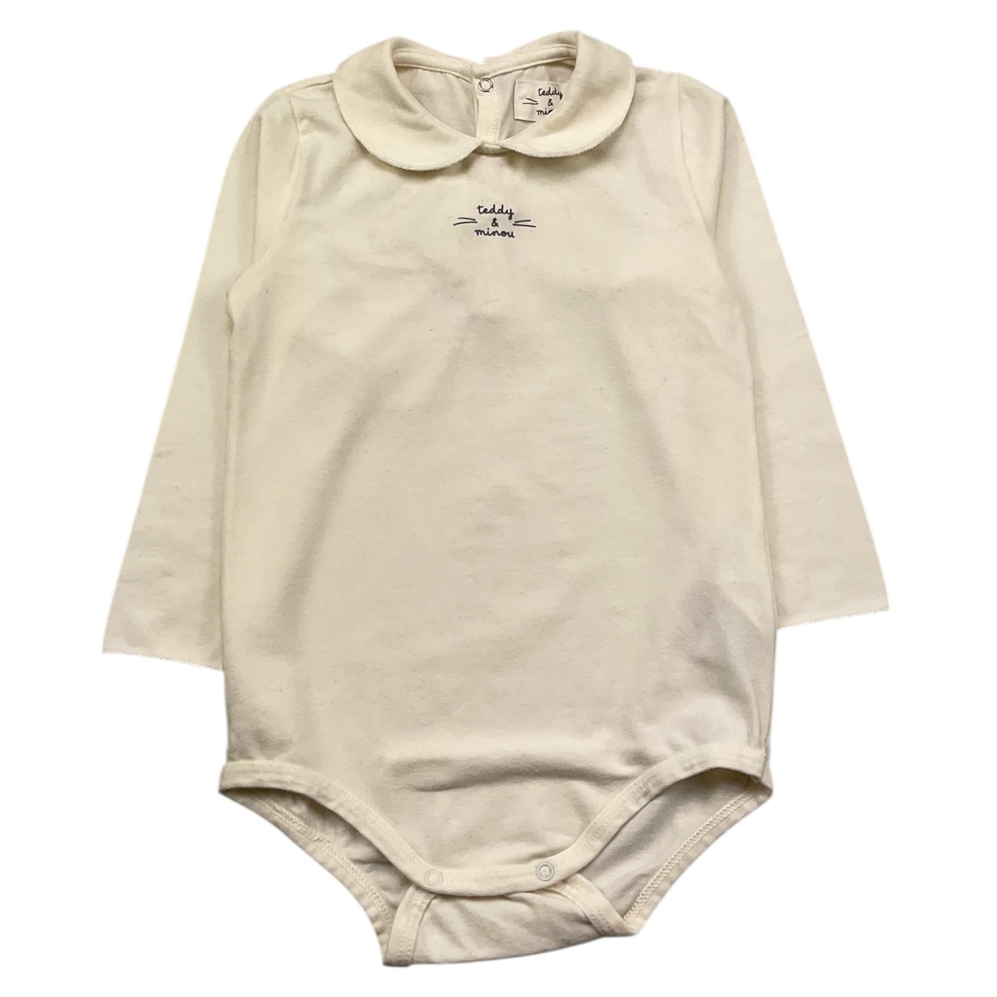 TEDDY E MINOU body manica lunga tinta unita con colletto Panna per Neonato I22BO004M7016 PANNA TEDDY E MINOU