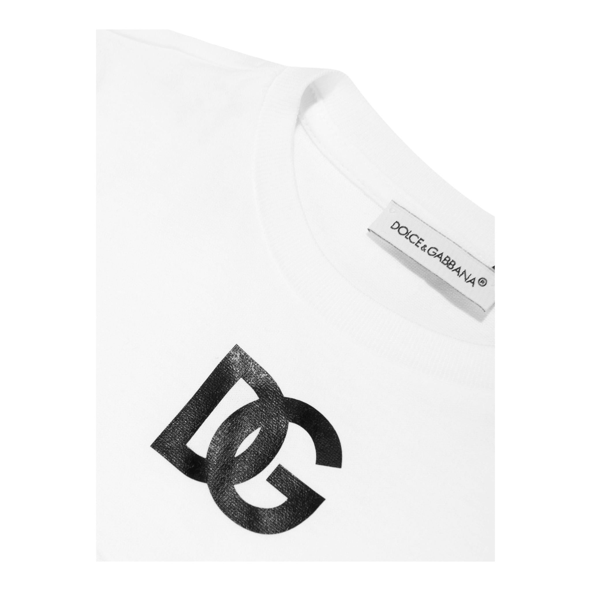 DOLCE & GABBANA t-shirt girocollo tinta unita con rose Bianco per Bambina L5JTHY BIANCO DOLCE & GABBANA