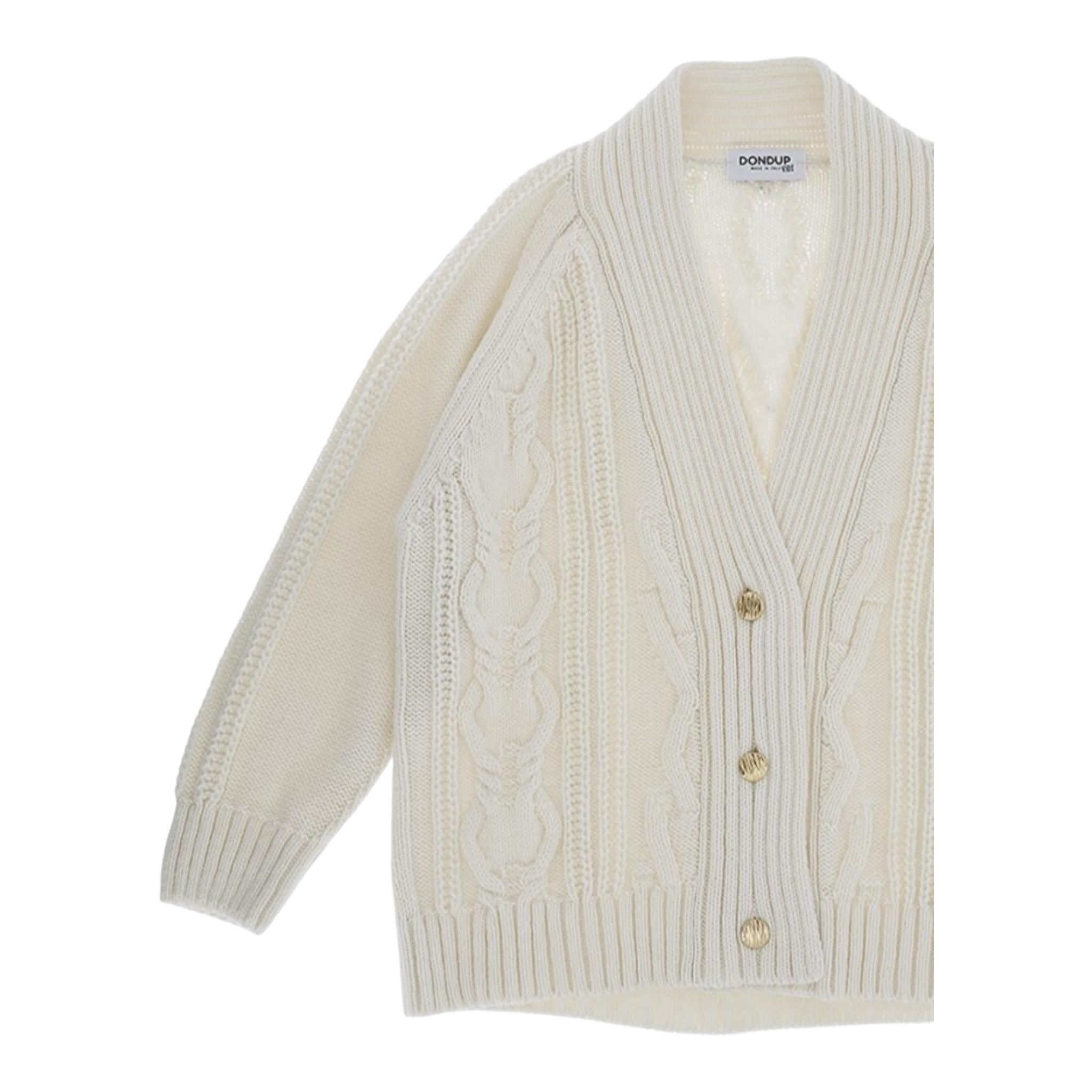 DONDUP cardigan tinta unita con bottoni Panna per Bambina DFMA017X PANNA DONDUP