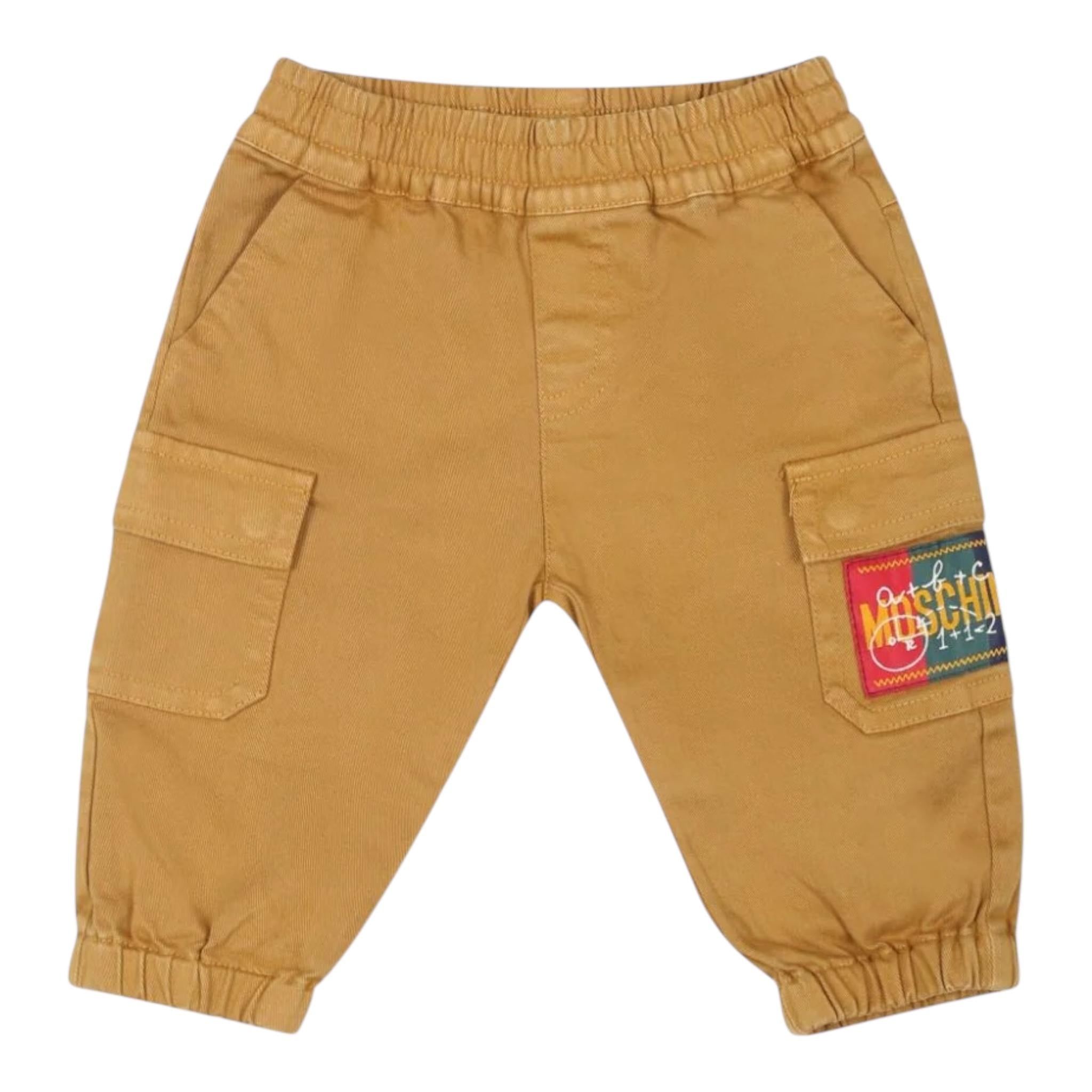 MOSCHINO pantalone tinta unita con tasche america Cammello per Neonato HUP07NXX CAMMELLO MOSCHINO
