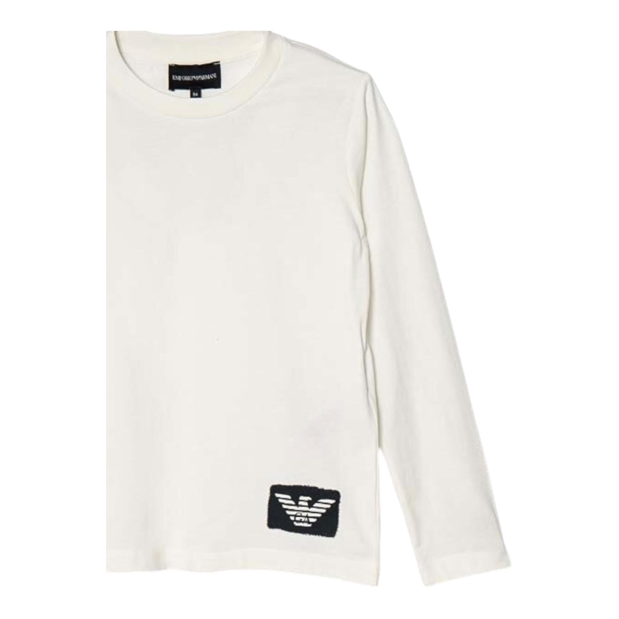 EMPORIO ARMANI shirt girocollo tinta unita con stampa Bianco per Bambino 6D4DJ444 BIANCO EMPORIO ARMANI
