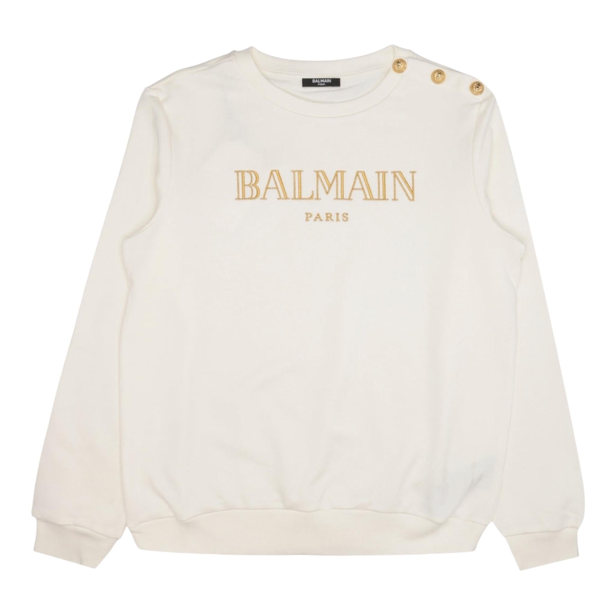 BALMAIN felpa girocollo tinta unita con stampa Panna per Bambina BV4B10 PANNA BALMAIN