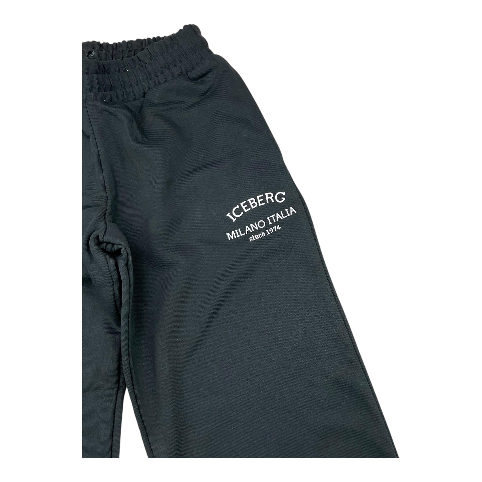 ICEBERG pantalone tuta tinta unita con stampa Nero per Bambino PFICE5316J NERO ICEBERG
