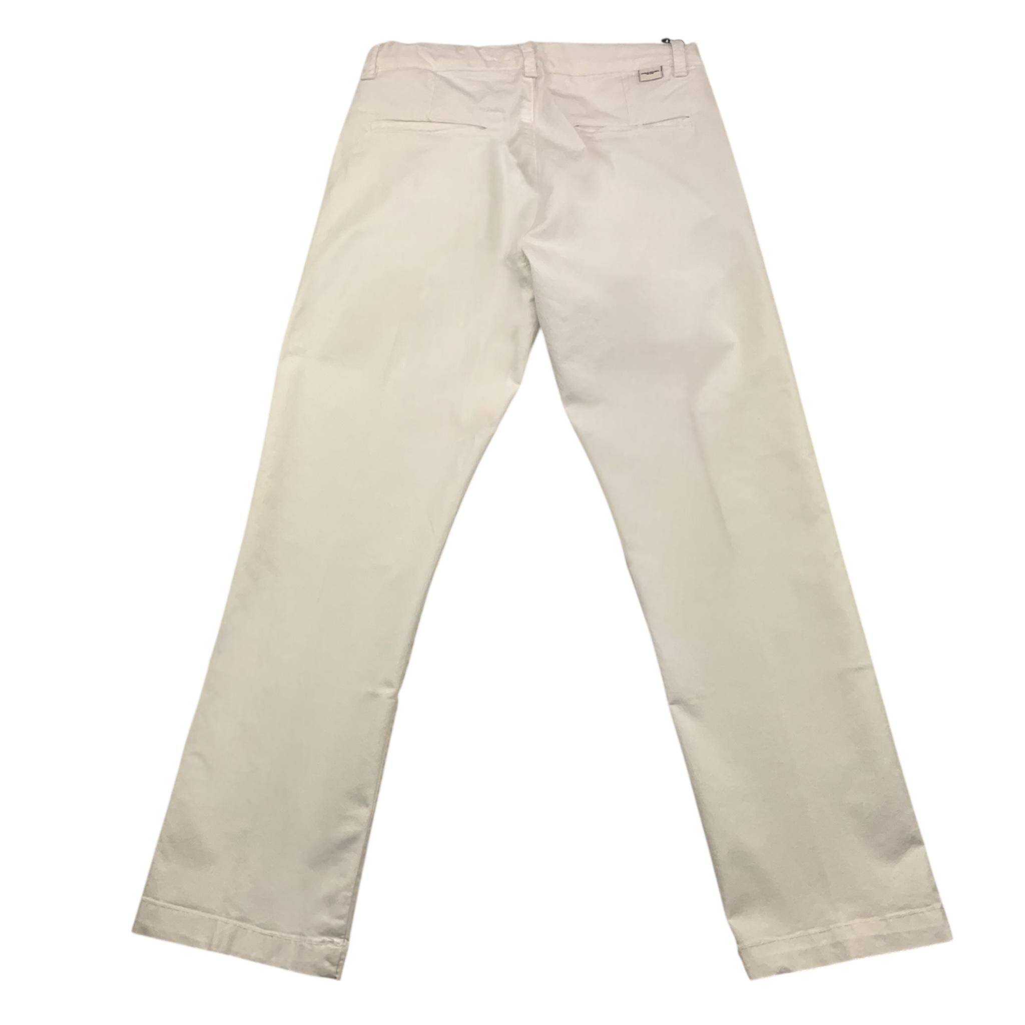 pantalone tinta unita con girovita regolabile PP3993 BIANCO PAOLO PECORA