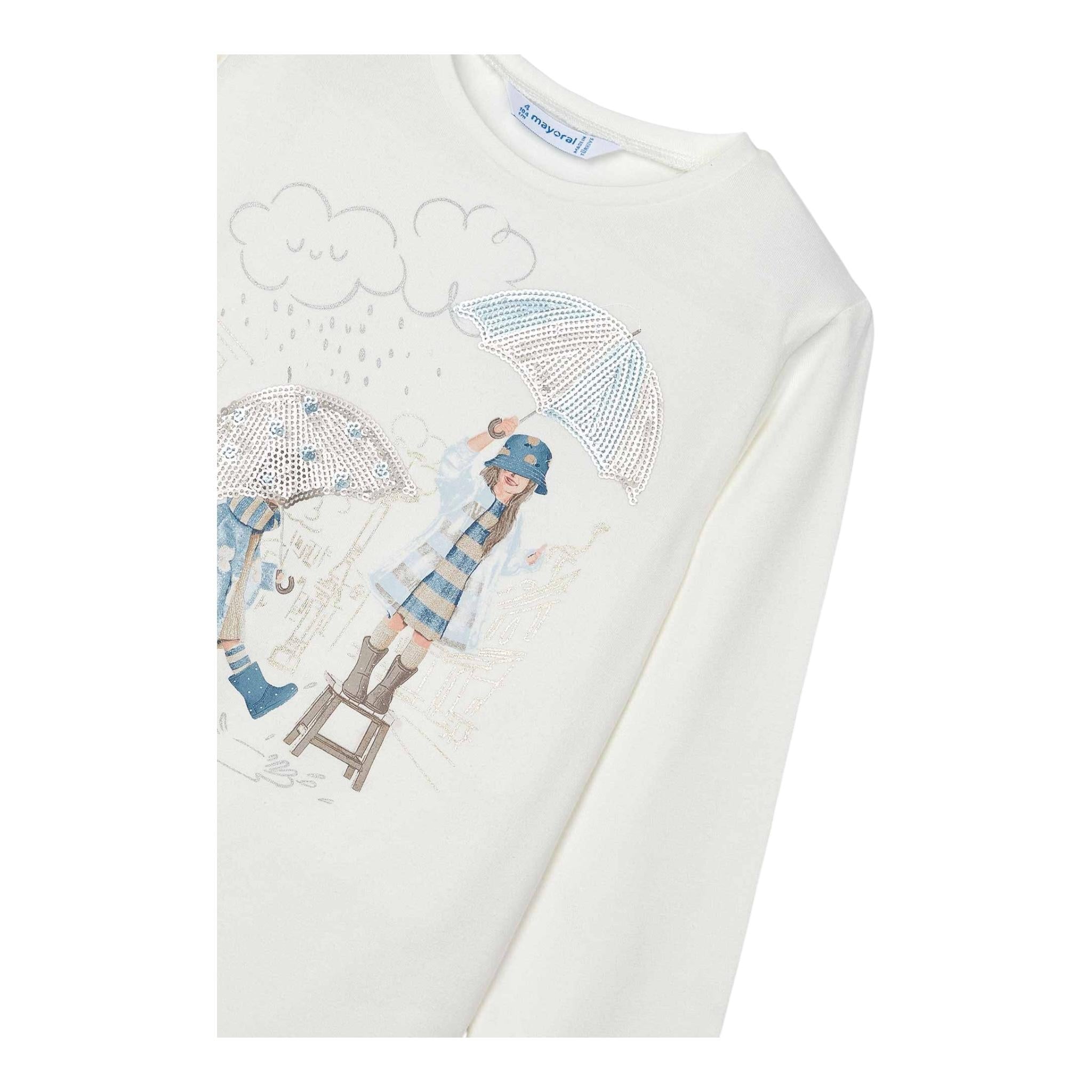 MAYORAL shirt girocollo tinta unita con stampa in contrasto Bianco per Neonata 4067122N BIANCO MAYORAL