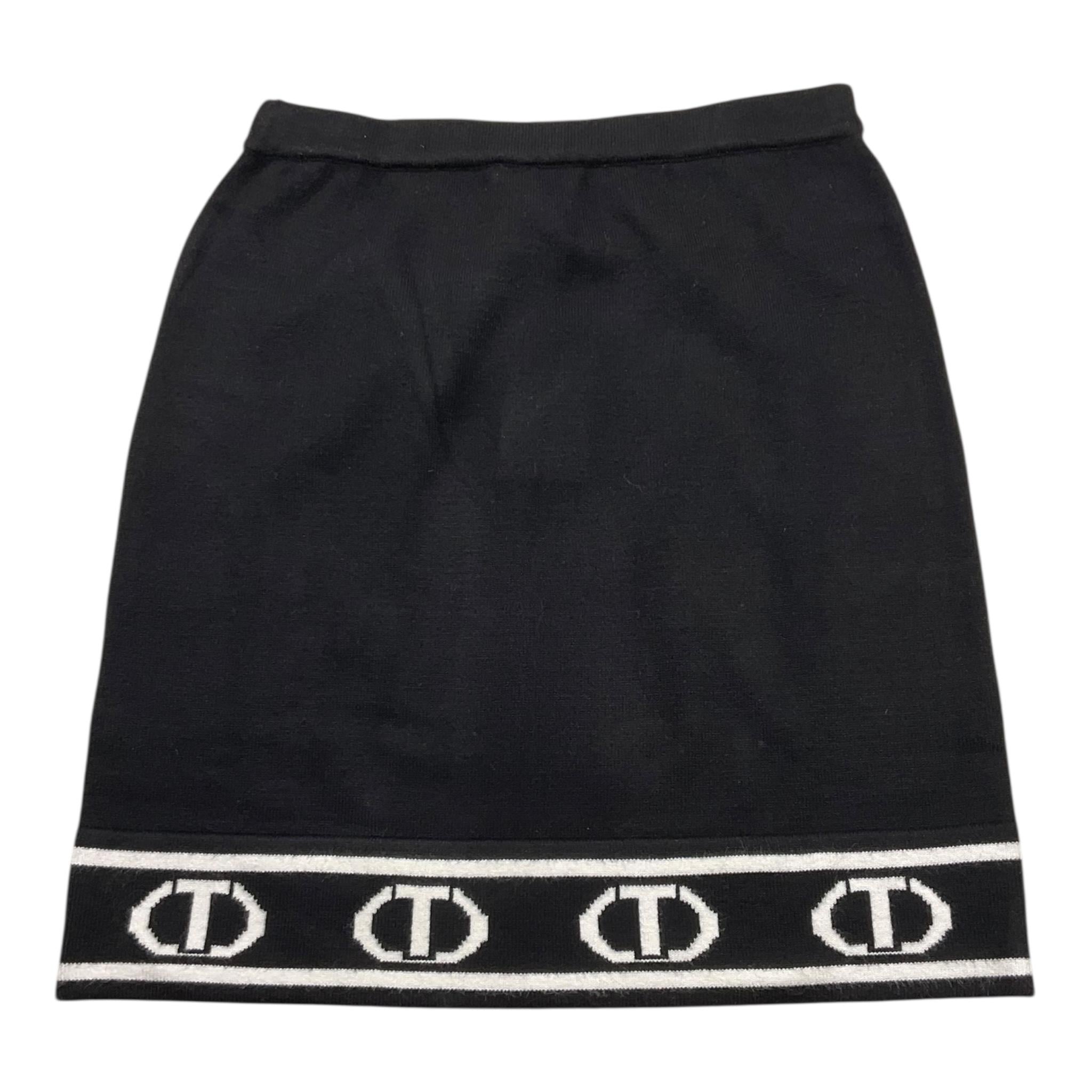 TWINSET gonna tinta unita con logo Nero per Bambina 242GJ3164 NERO TWINSET