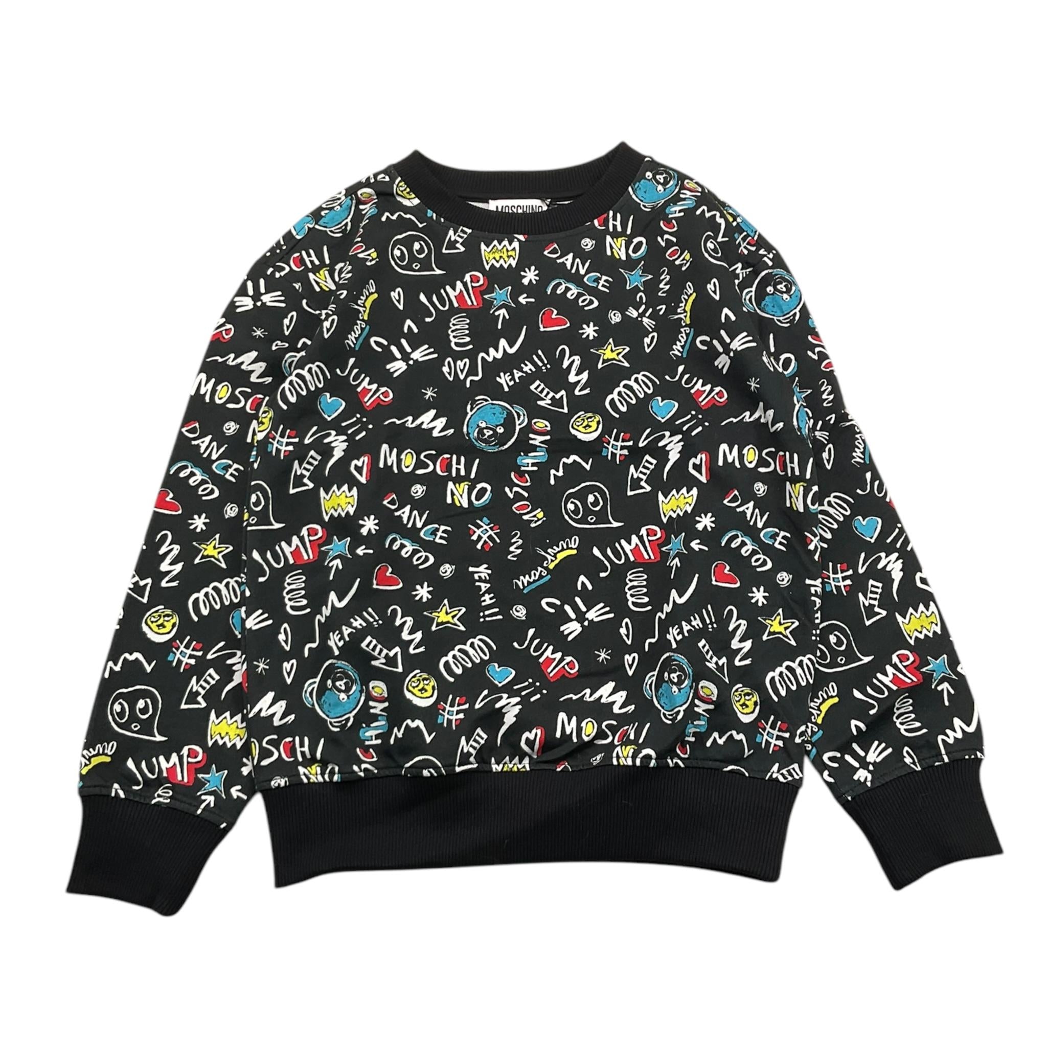 MOSCHINO felpa girocollo tinta unita con stampa Nero per Bambino HMF08H NERO MOSCHINO