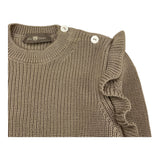 LITTLE BEAR maglia girocollo tinta unita cn rouches Fango per Neonata 5141N FANGO LITTLE BEAR