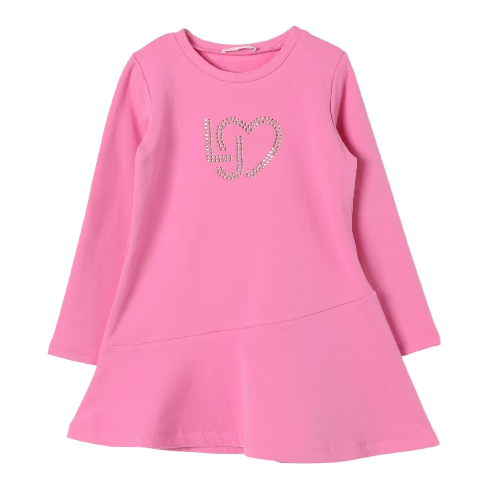 LIU JO abito modello felpa tinta unita con stampa Rosa per Bambina KF4023XXXXX ROSA LIU JO