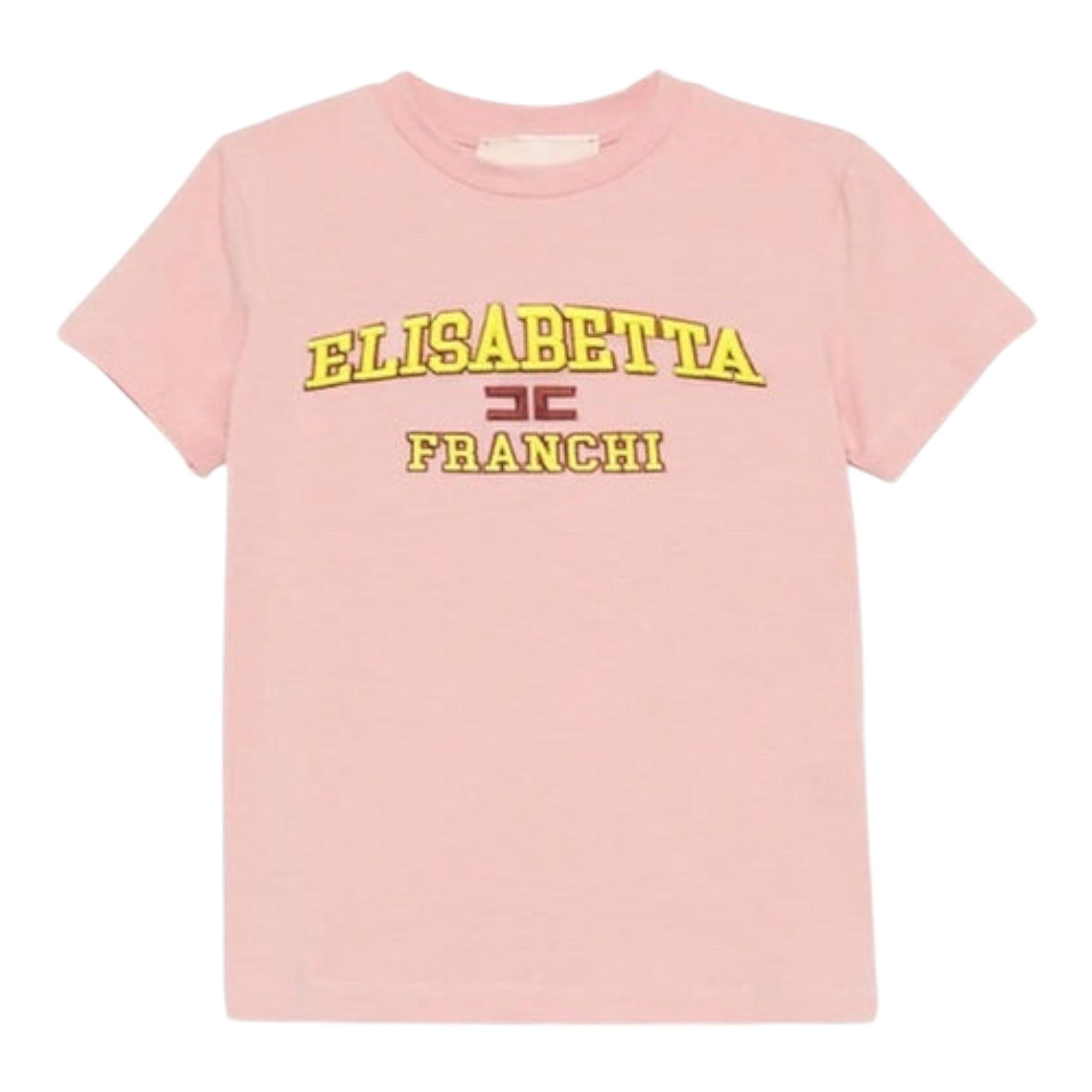 ELISABETTA FRANCHI t-shirt girocollo tinta unita con stampa Rosa per Bambina EFTS220 ROSA ELISABETTA FRANCHI