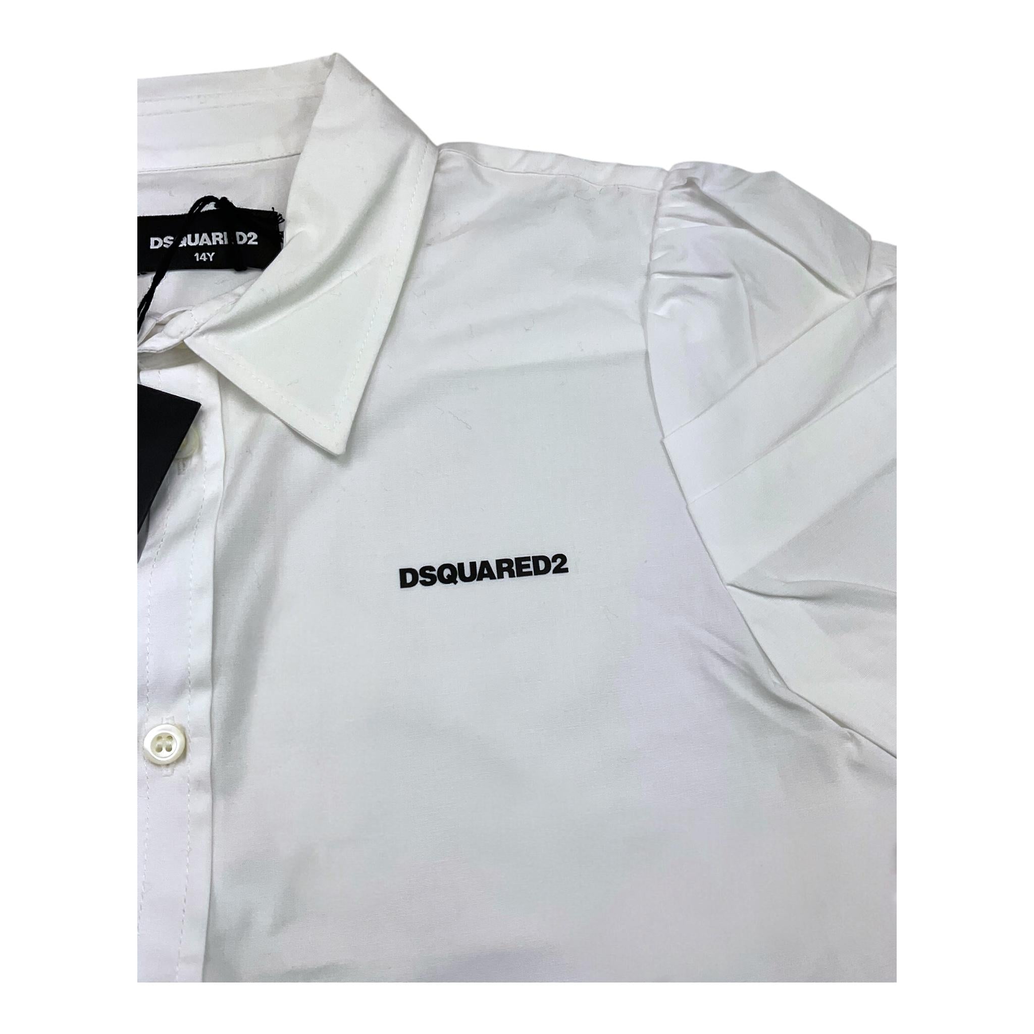 DSQUARED2 camicia mezza manica tinta unita cn logo Bianco per Bambina DQ1523 BIANCO DSQUARED2