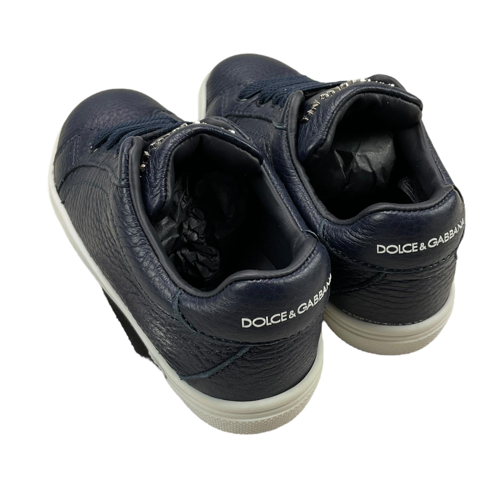 Dolce & Gabbana Sneakers Tinta Unita Con Stampa Logo E Suola In Contrasto Blu Per Bambino DA0929 BLU DOLCE & GABBANA