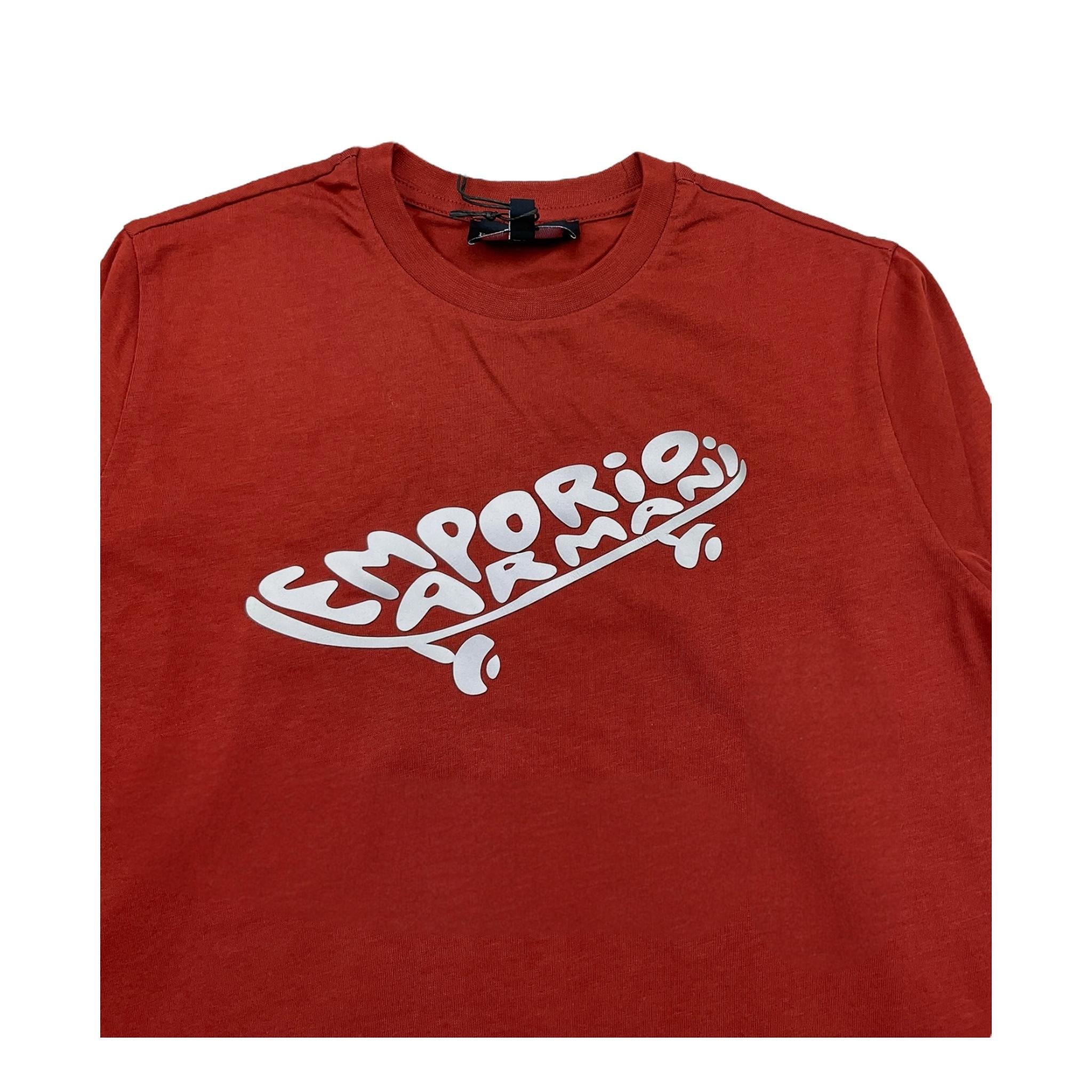 EMPORIO ARMANI shirt girocollo tinta unita con logo Ruggine per Bambino 6R4TJ7 RUGGINE EMPORIO ARMANI