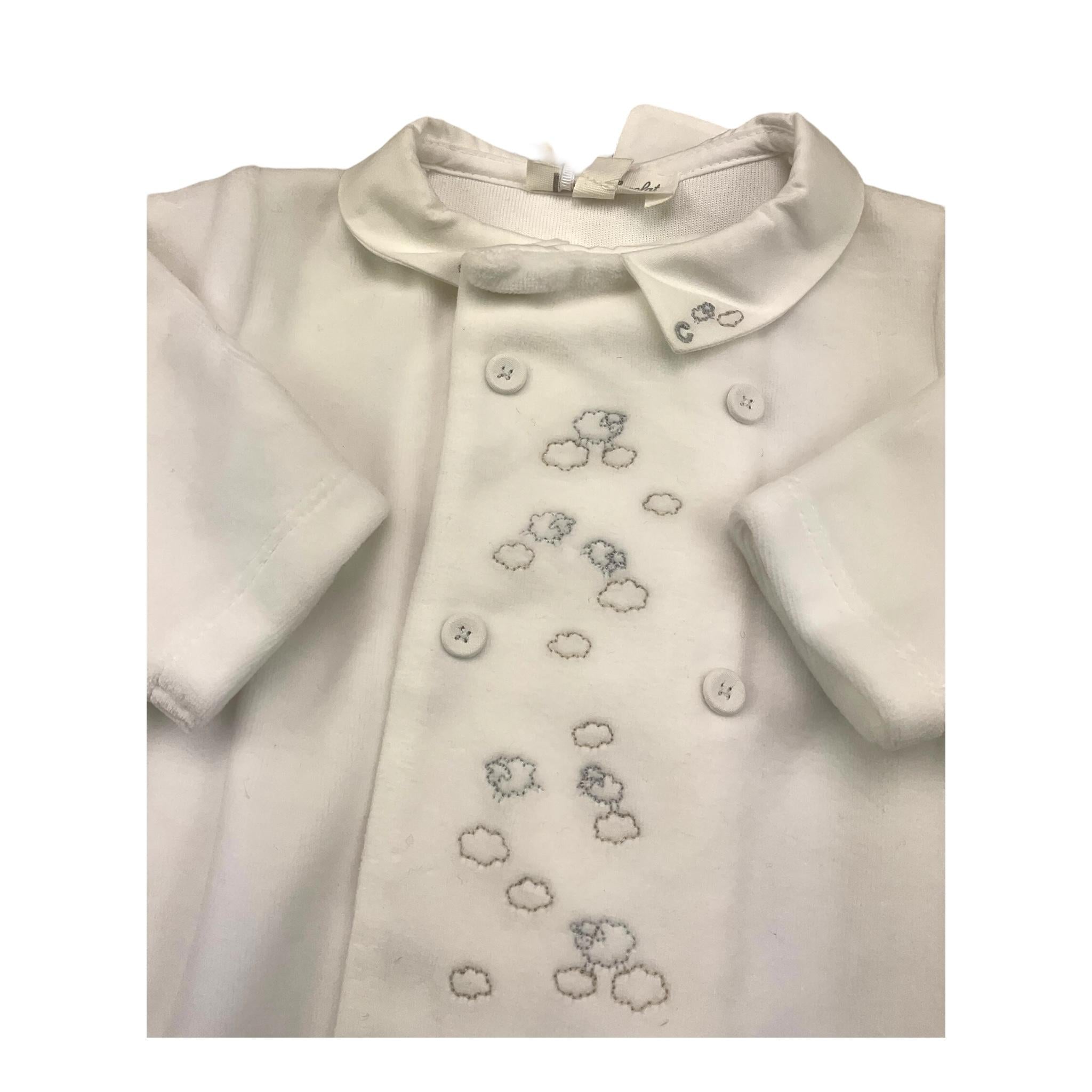 TARTINE ET CHOCOLAT tutina manica lunga tinta unita in ciniglia Bianco per Neonato TX54070 BIANCO TARTINE ET CHOCOLAT