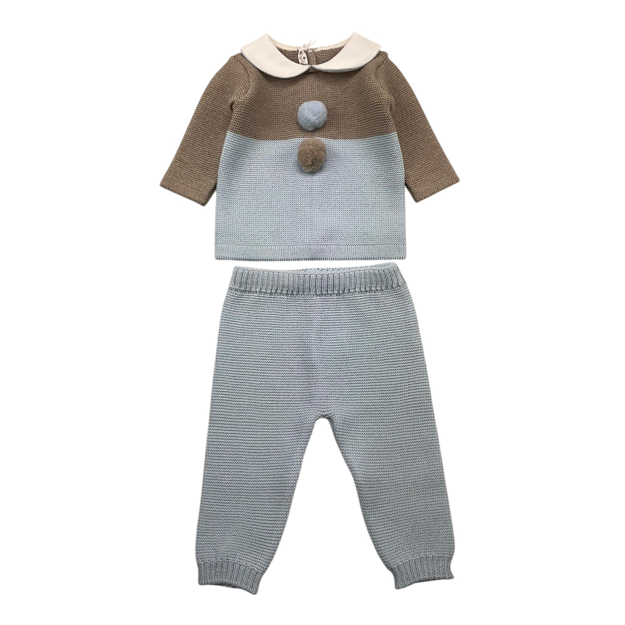 BABY LORD completo 2pz maglia-pantalone bicolore Marrone/azzurro per Neonato 543 MARRONE/AZZURRO BABY LORD