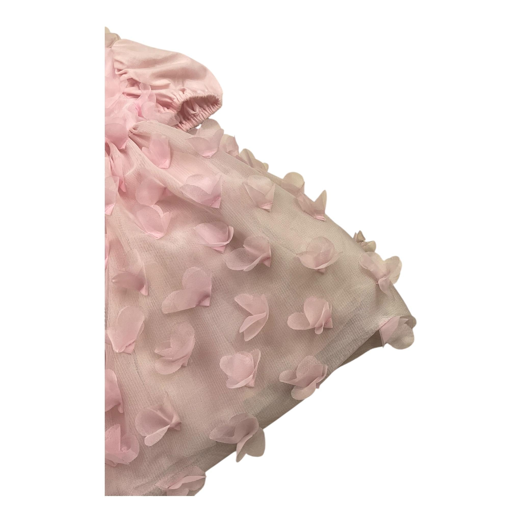 SIMONETTA abito mezza manica tinta unita con applicazioni Rosa per Neonata SS1021 ROSA SIMONETTA