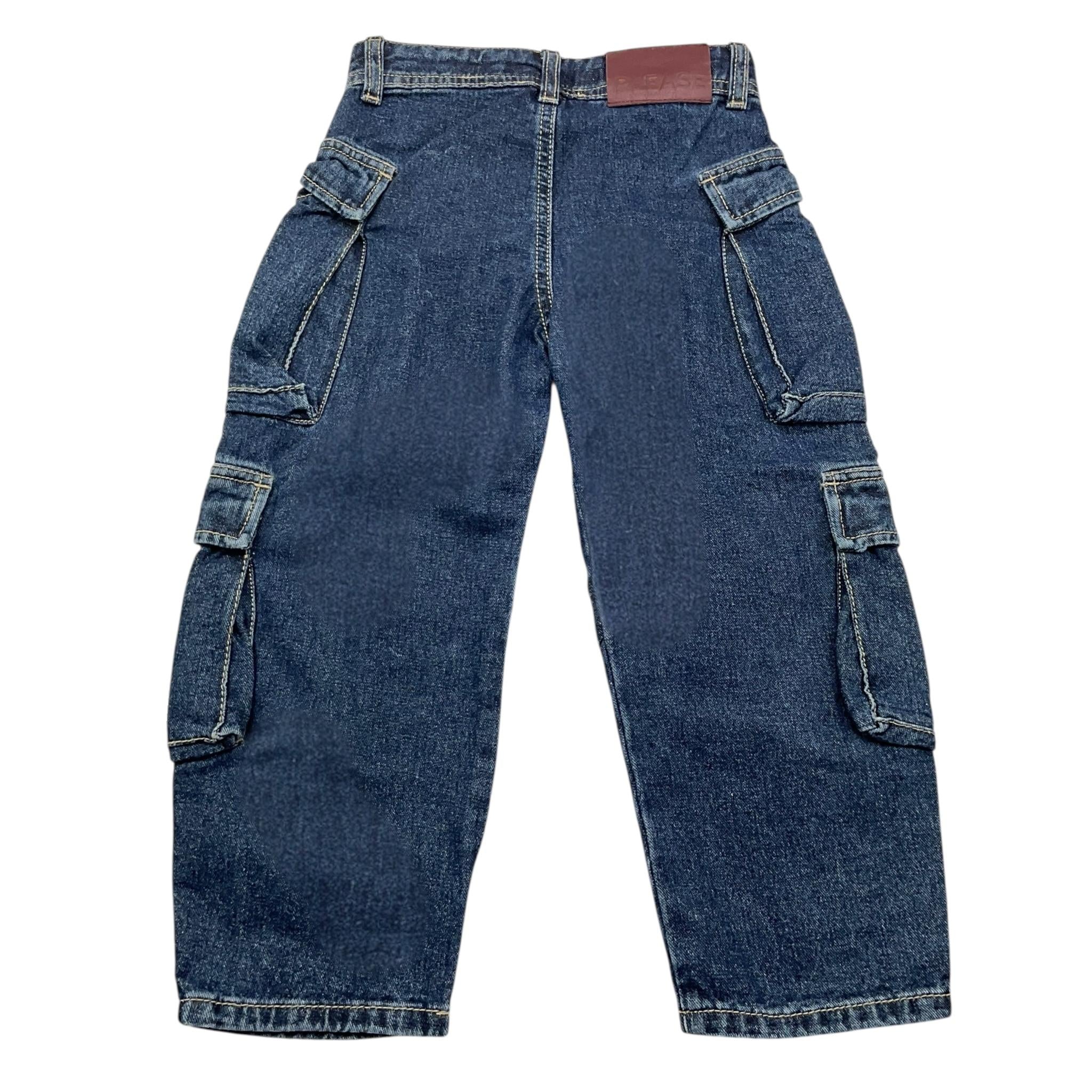 PLEASE jeans tinta unita modello palazzo Blu per Bambina PHV9W17B6 BLU PLEASE