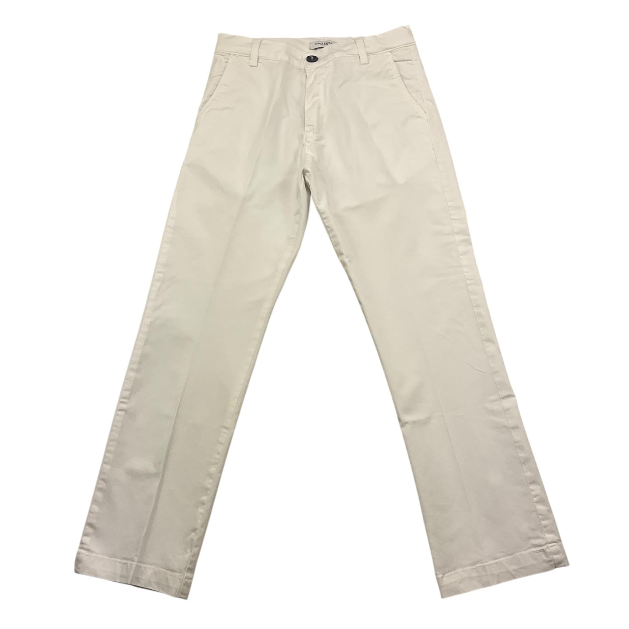 pantalone tinta unita con girovita regolabile PP3993 BIANCO PAOLO PECORA
